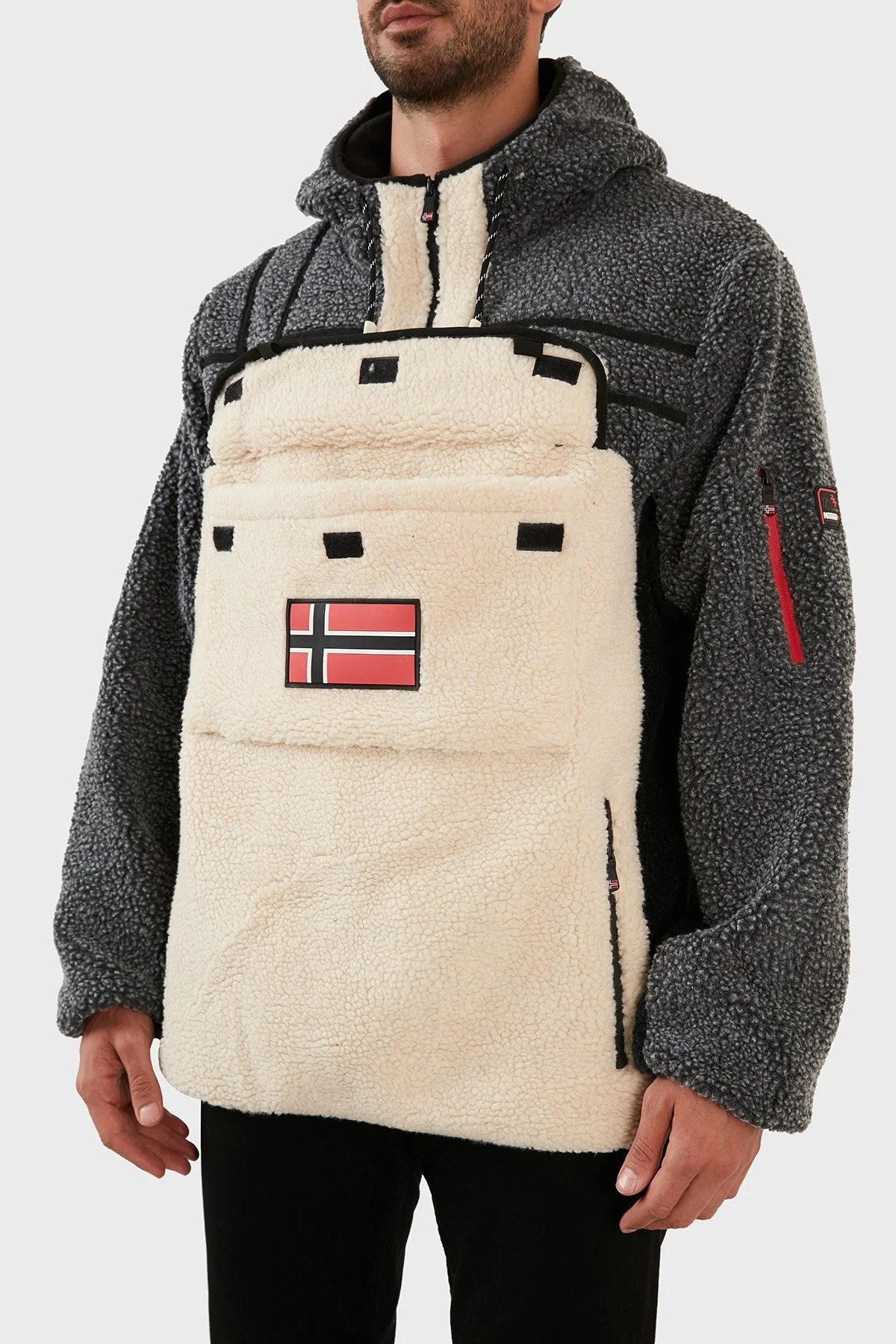 Norway Geographical Yumuşak Dokulu Soğuğa Dayanıklı Kapüşonlu Erkek Polar RIAKOLO EKRU - 4