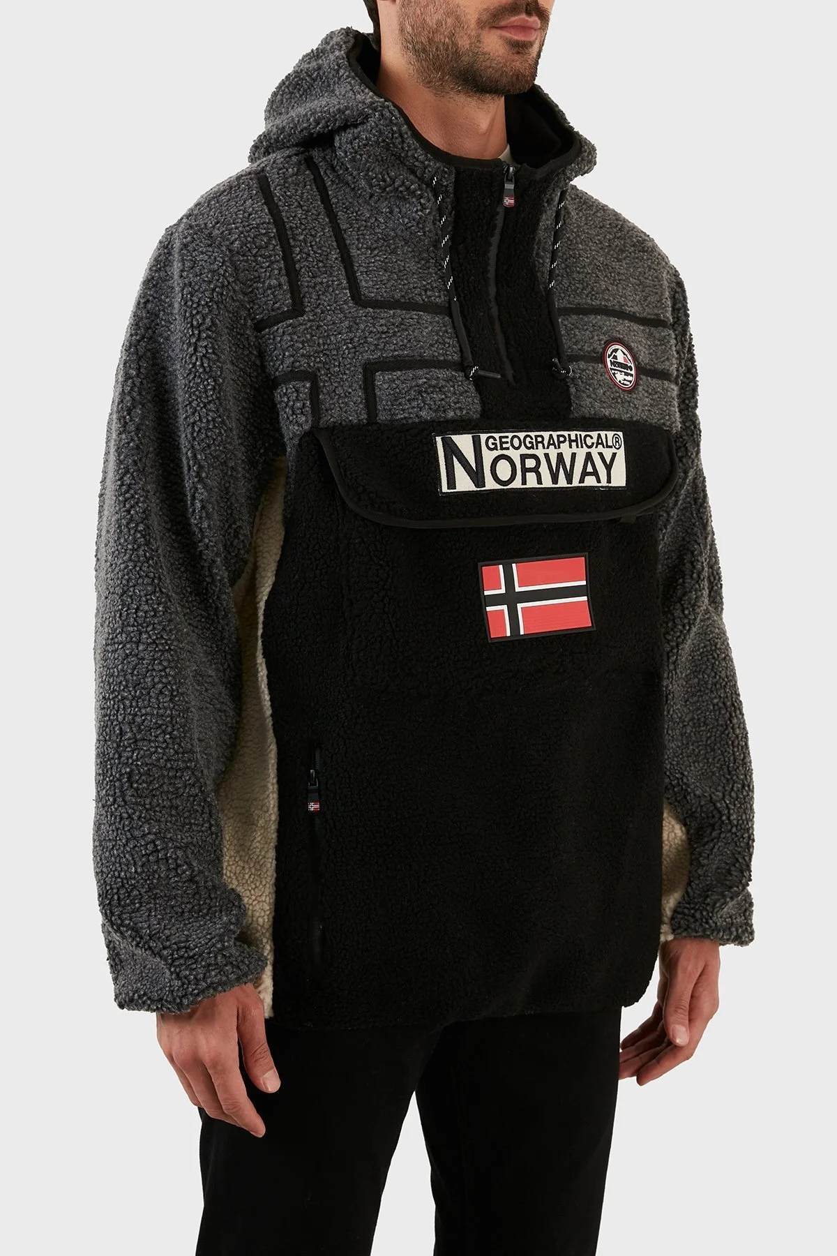 Norway Geographical Yumuşak Dokulu Soğuğa Dayanıklı Kapüşonlu Erkek Polar RIAKOLO SİYAH - 8