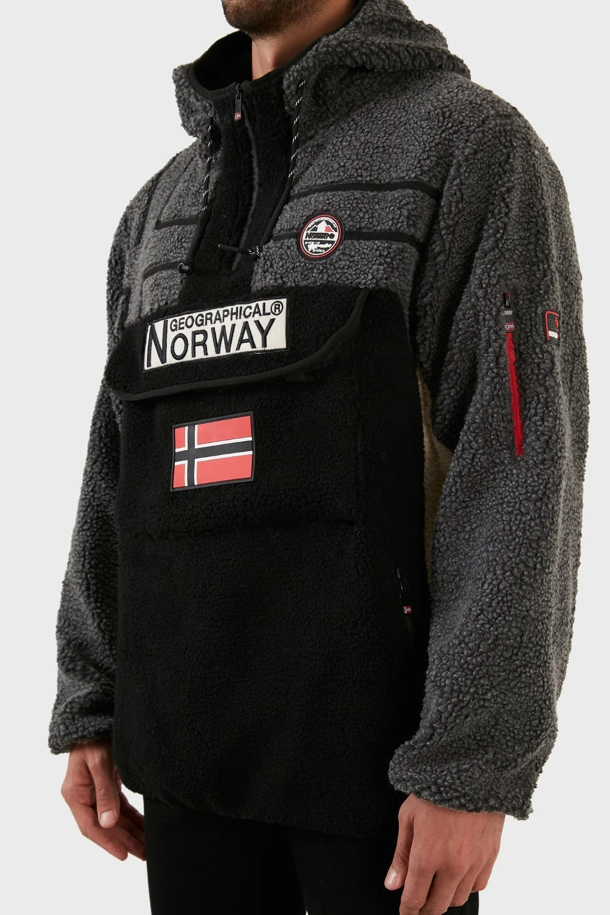 Norway Geographical Yumuşak Dokulu Soğuğa Dayanıklı Kapüşonlu Erkek Polar RIAKOLO SİYAH - 11