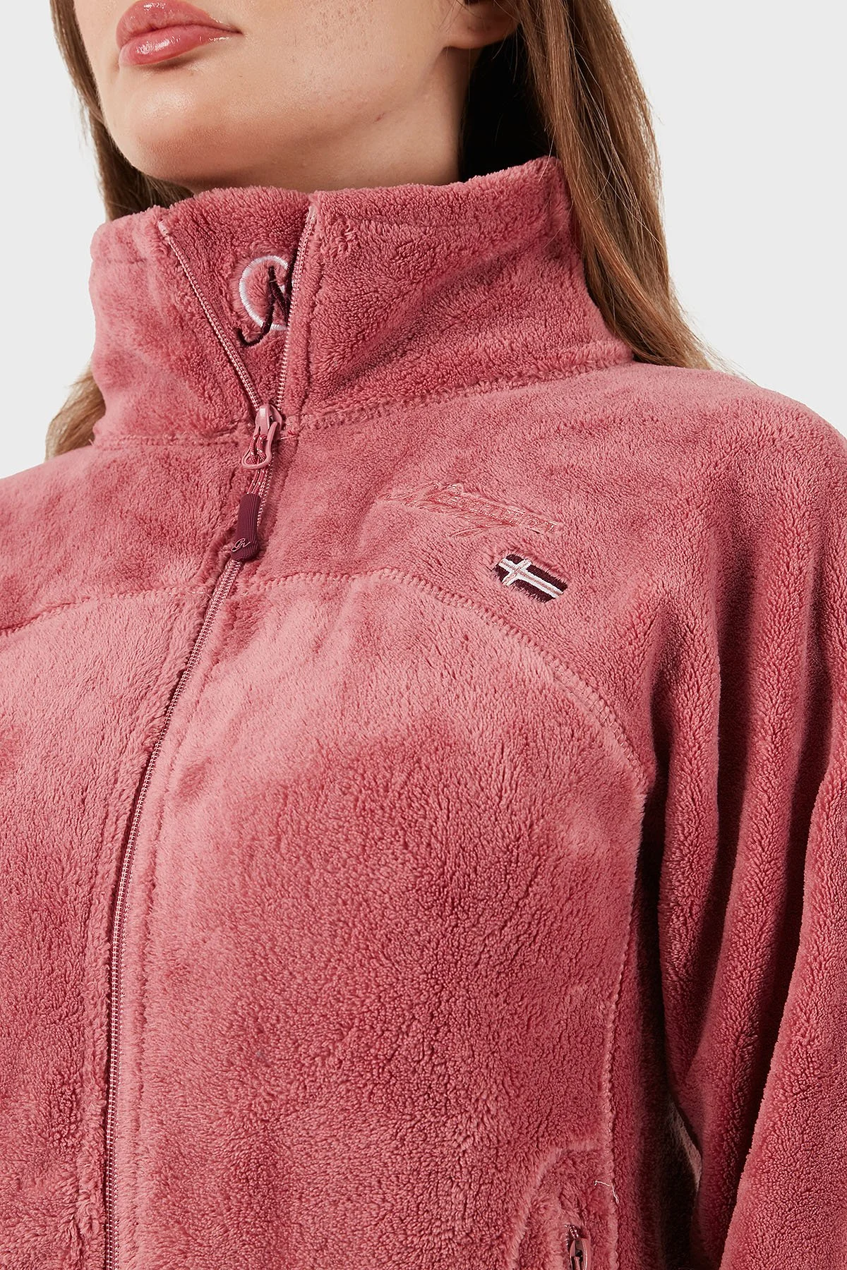 Norway Geographical Yumuşak Dokulu Soğuğa Dayanıklı Outdoor Bayan Polar UPALINEB PEMBE - 6