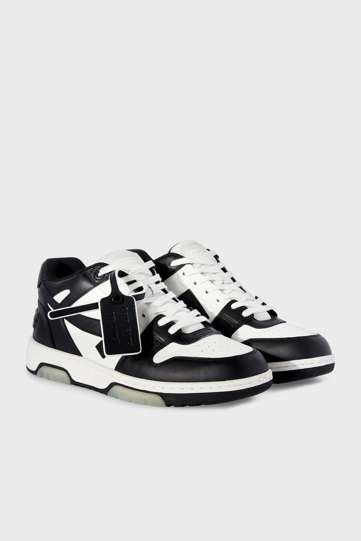 Off-White Deri Ok Tasarımlı Sneaker Erkek Ayakkabı OMIA189C99LEA007 0110 SİYAH-BEYAZ - 9