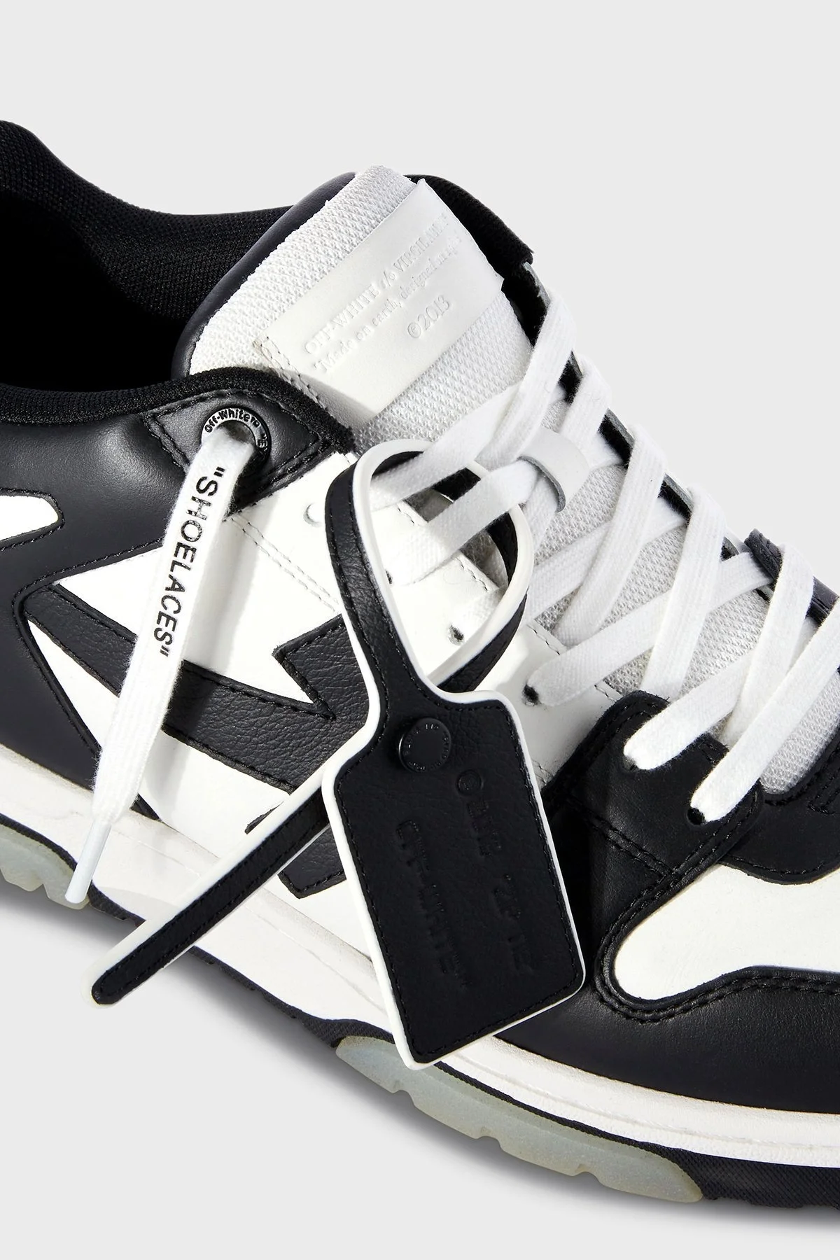 Off-White Deri Ok Tasarımlı Sneaker Erkek Ayakkabı OMIA189C99LEA007 0110 SİYAH-BEYAZ - 12