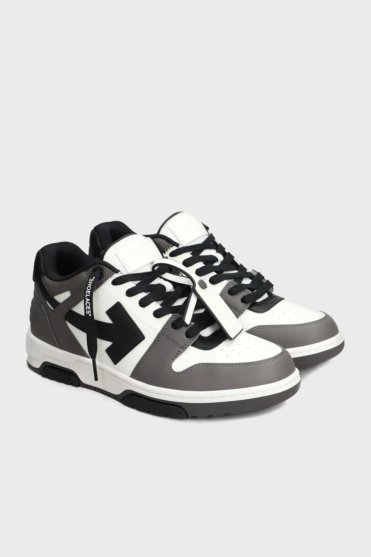 Off-White Deri Ok Tasarımlı Sneaker Erkek Ayakkabı OMIA189C99LEA013 0710 GRİ-BEYAZ - 8