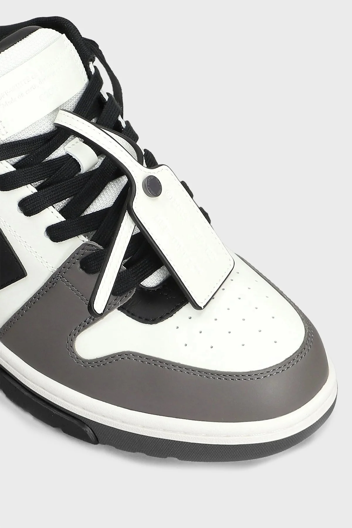 Off-White Deri Ok Tasarımlı Sneaker Erkek Ayakkabı OMIA189C99LEA013 0710 GRİ-BEYAZ - 10