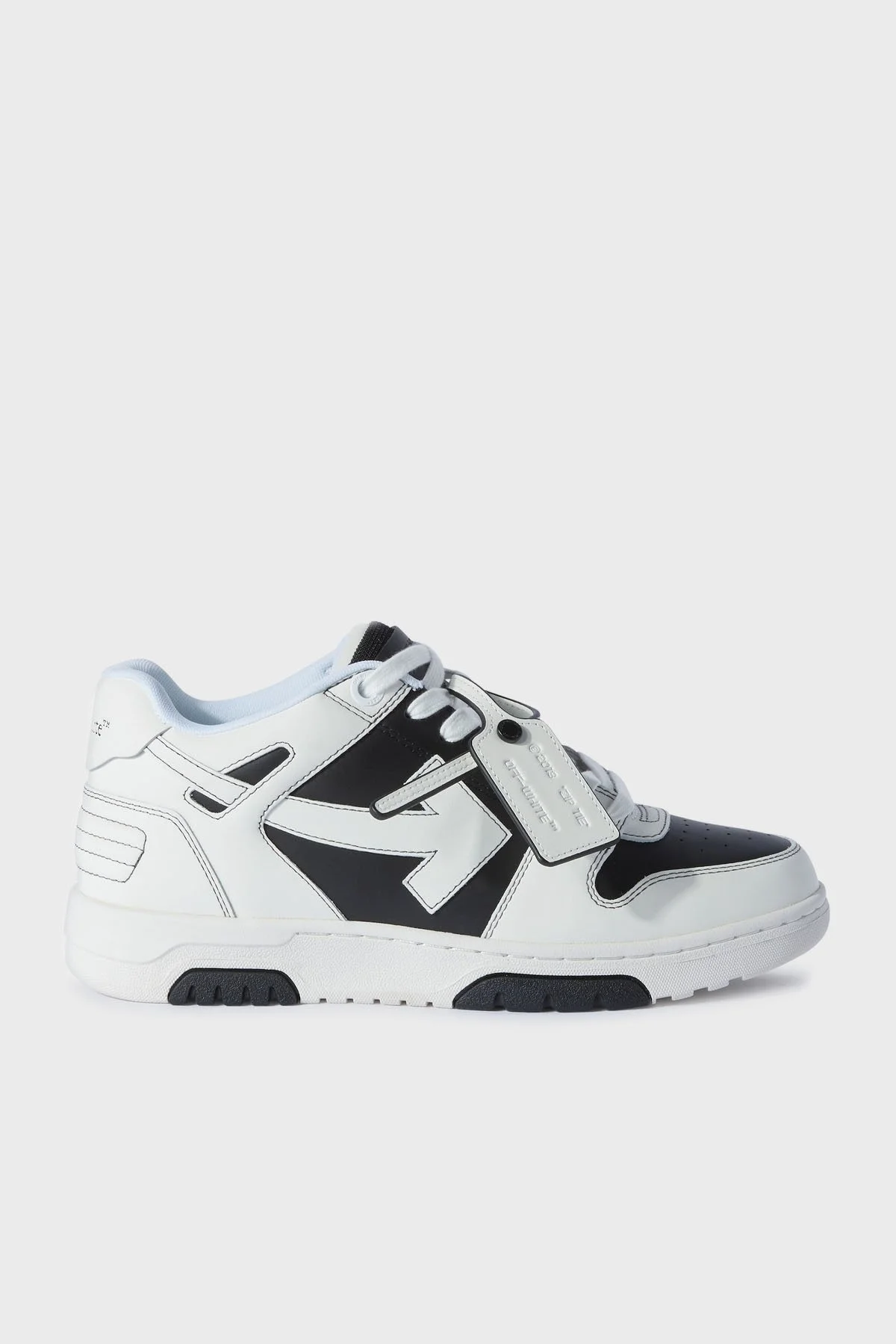 Off-White Deri Ok Tasarımlı Sneaker Erkek Ayakkabı OMIA189C99LEA015 1001 SİYAH-BEYAZ - 7