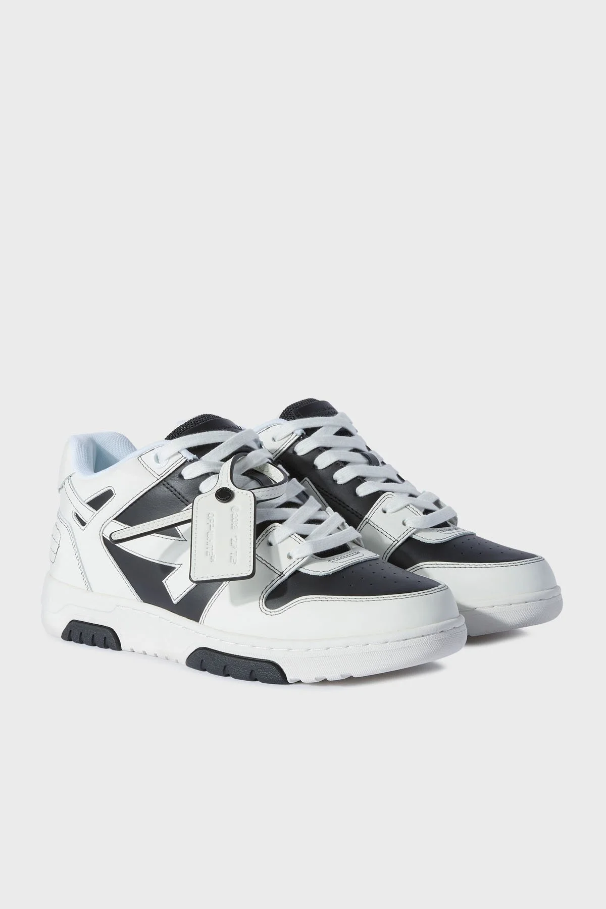 Off-White Deri Ok Tasarımlı Sneaker Erkek Ayakkabı OMIA189C99LEA015 1001 SİYAH-BEYAZ - 8