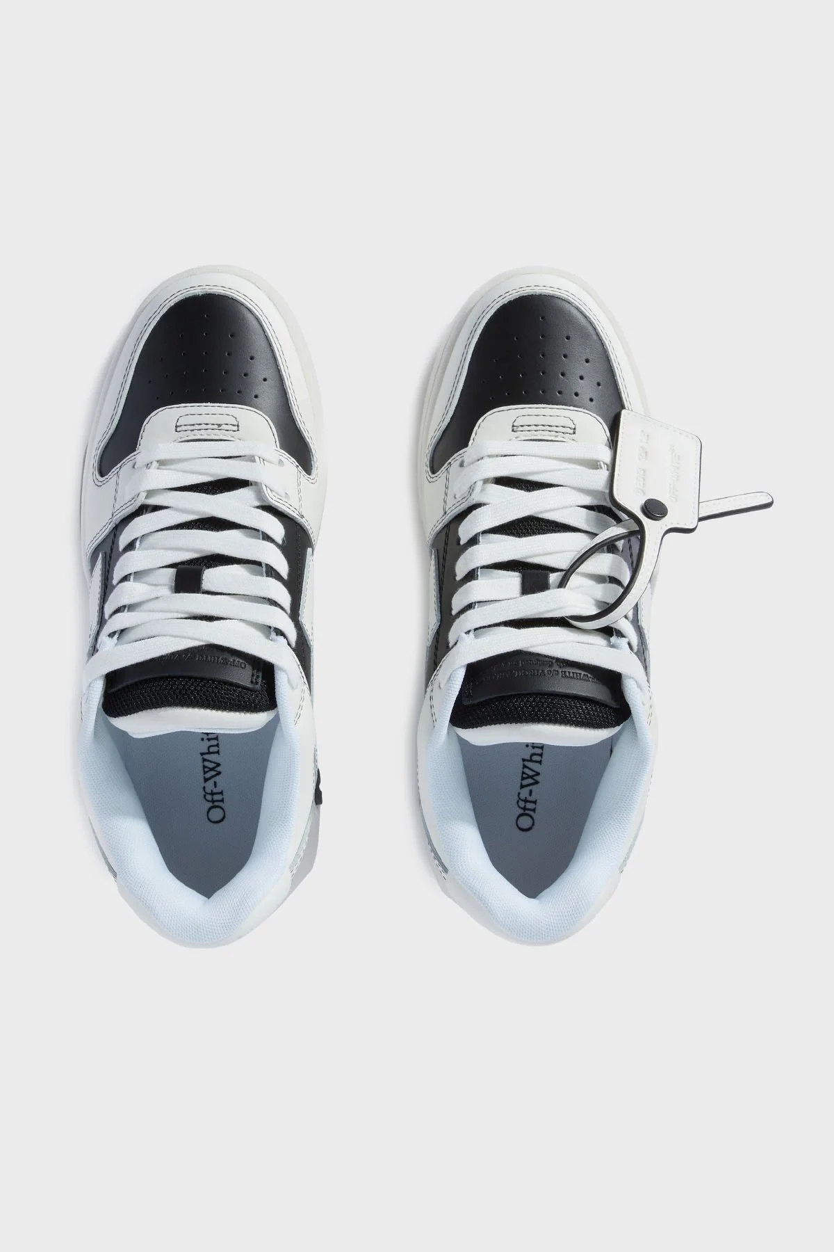 Off-White Deri Ok Tasarımlı Sneaker Erkek Ayakkabı OMIA189C99LEA015 1001 SİYAH-BEYAZ - 9