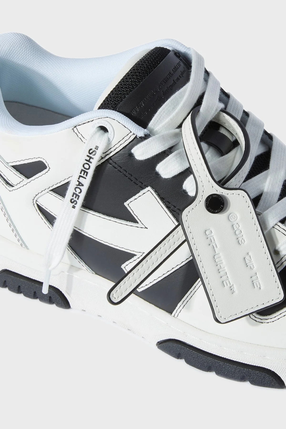 Off-White Deri Ok Tasarımlı Sneaker Erkek Ayakkabı OMIA189C99LEA015 1001 SİYAH-BEYAZ - 11