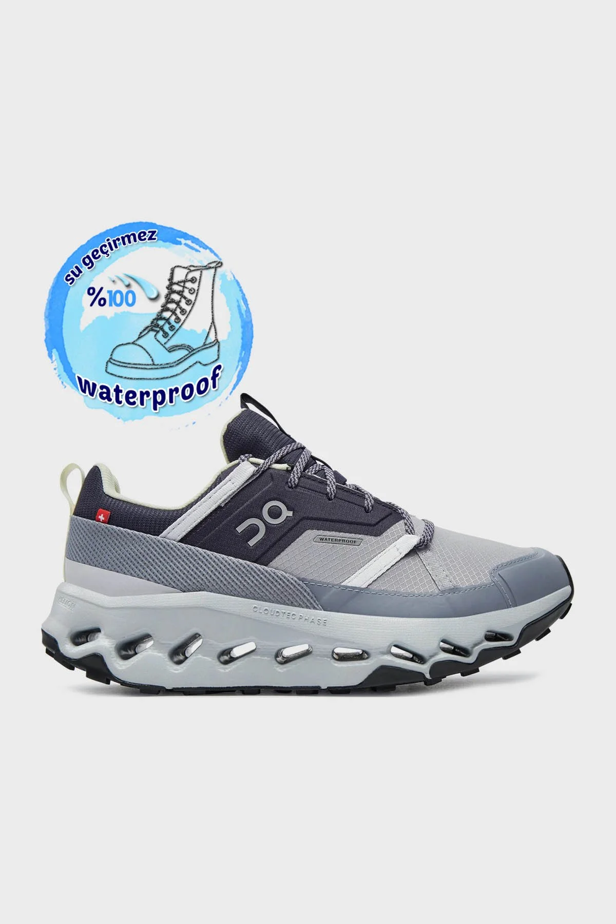 On Running Logolu Su Geçirmez Sneaker Kadın Ayakkabı 3WE10021427 Gri - 7