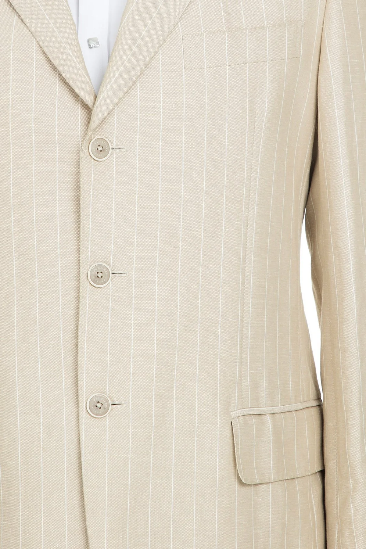 Pal Zileri Pamuklu Çizgili Regular Fit Çift Yırtmaçlı Erkek Ceket ZOX6412970 BEJ - 5