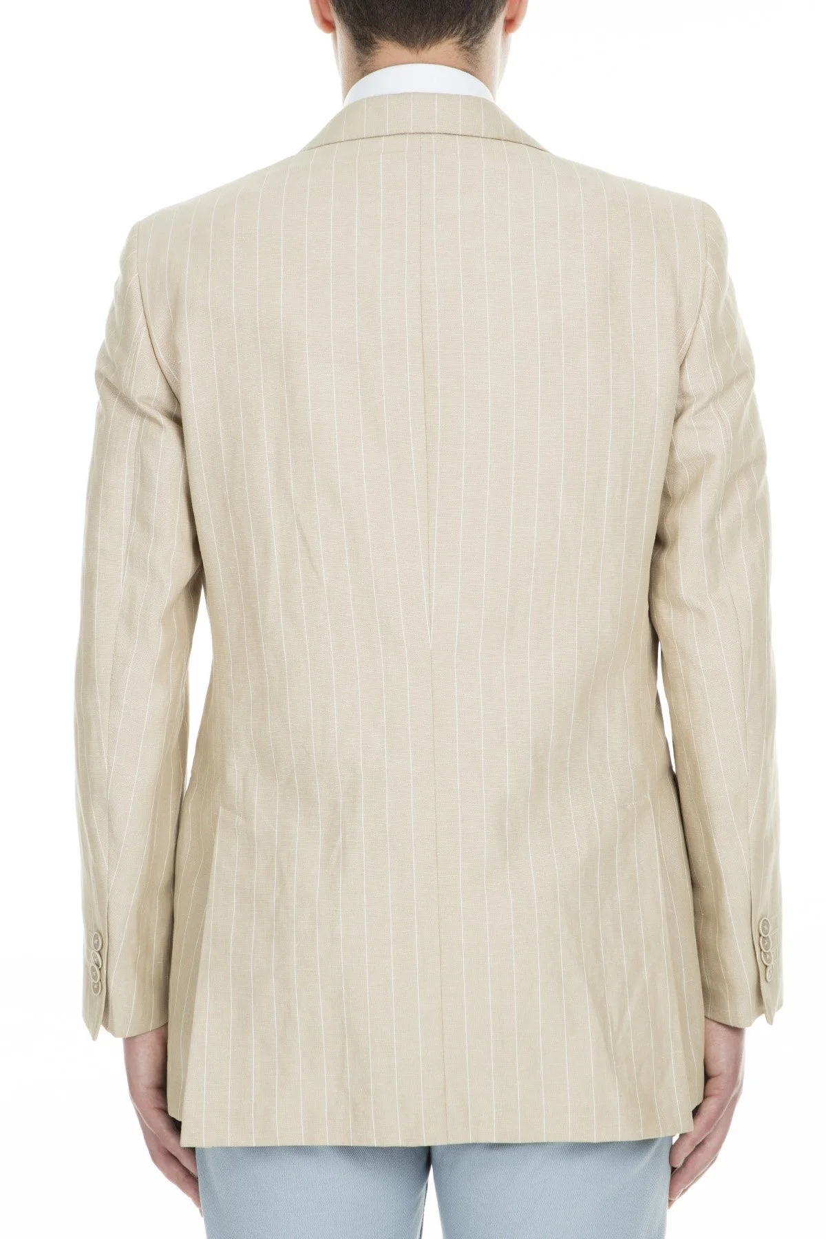 Pal Zileri Pamuklu Çizgili Regular Fit Çift Yırtmaçlı Erkek Ceket ZOX6412970 BEJ - 6