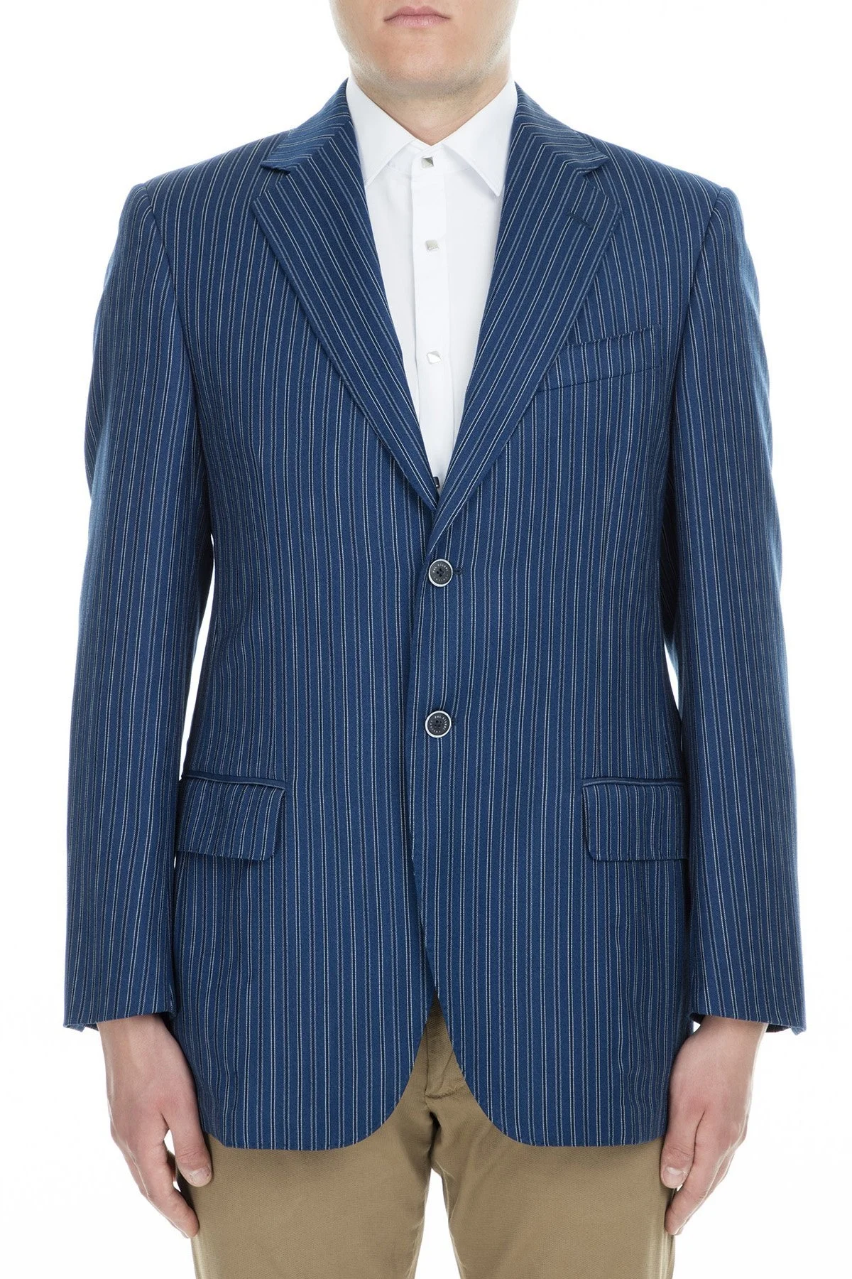 Pal Zileri Yünlü Çizgili Regular Fit Düğmeli Çift Yırtmaçlı Erkek Ceket ZOX64121030 LACİVERT - 1