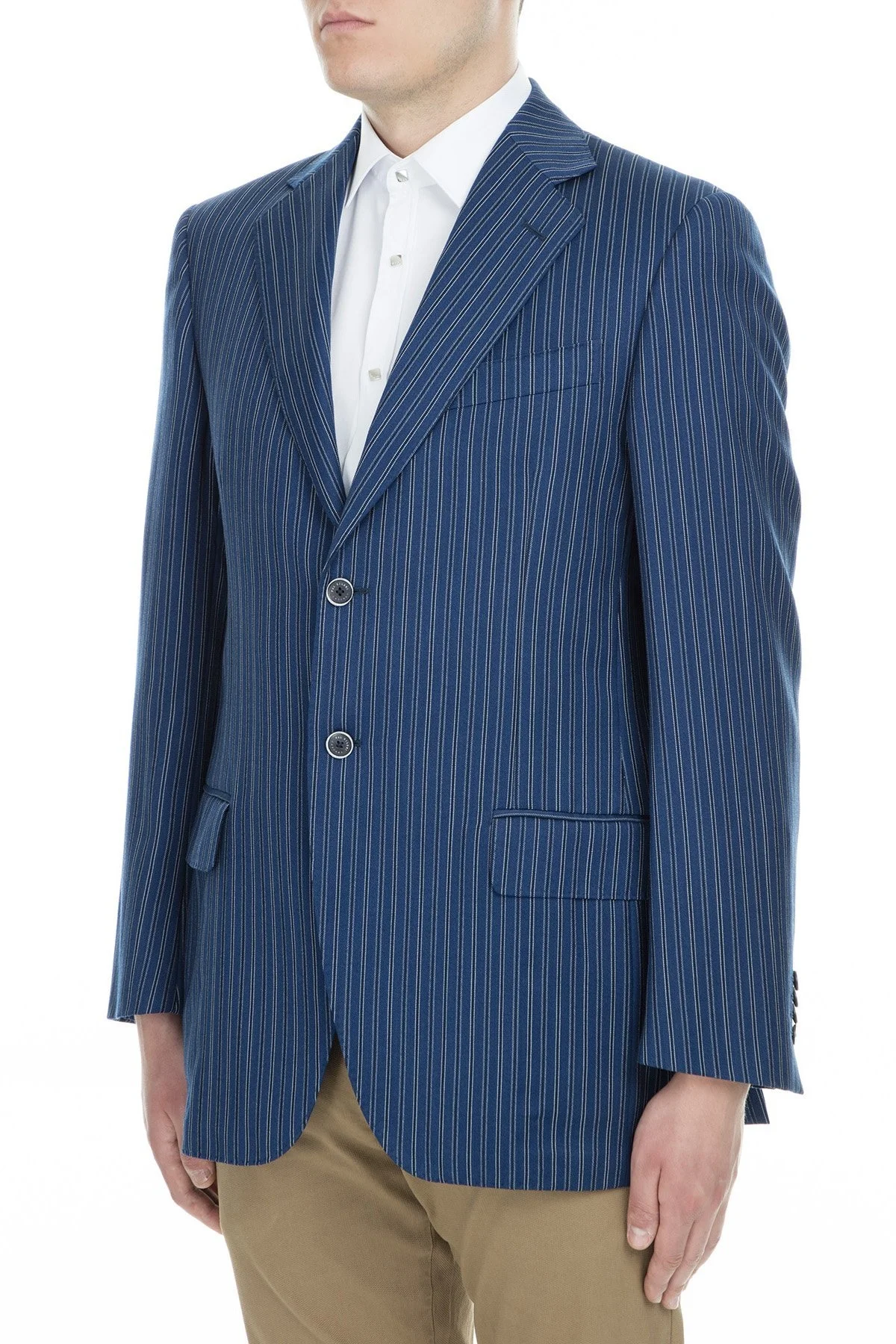 Pal Zileri Yünlü Çizgili Regular Fit Düğmeli Çift Yırtmaçlı Erkek Ceket ZOX64121030 LACİVERT - 3