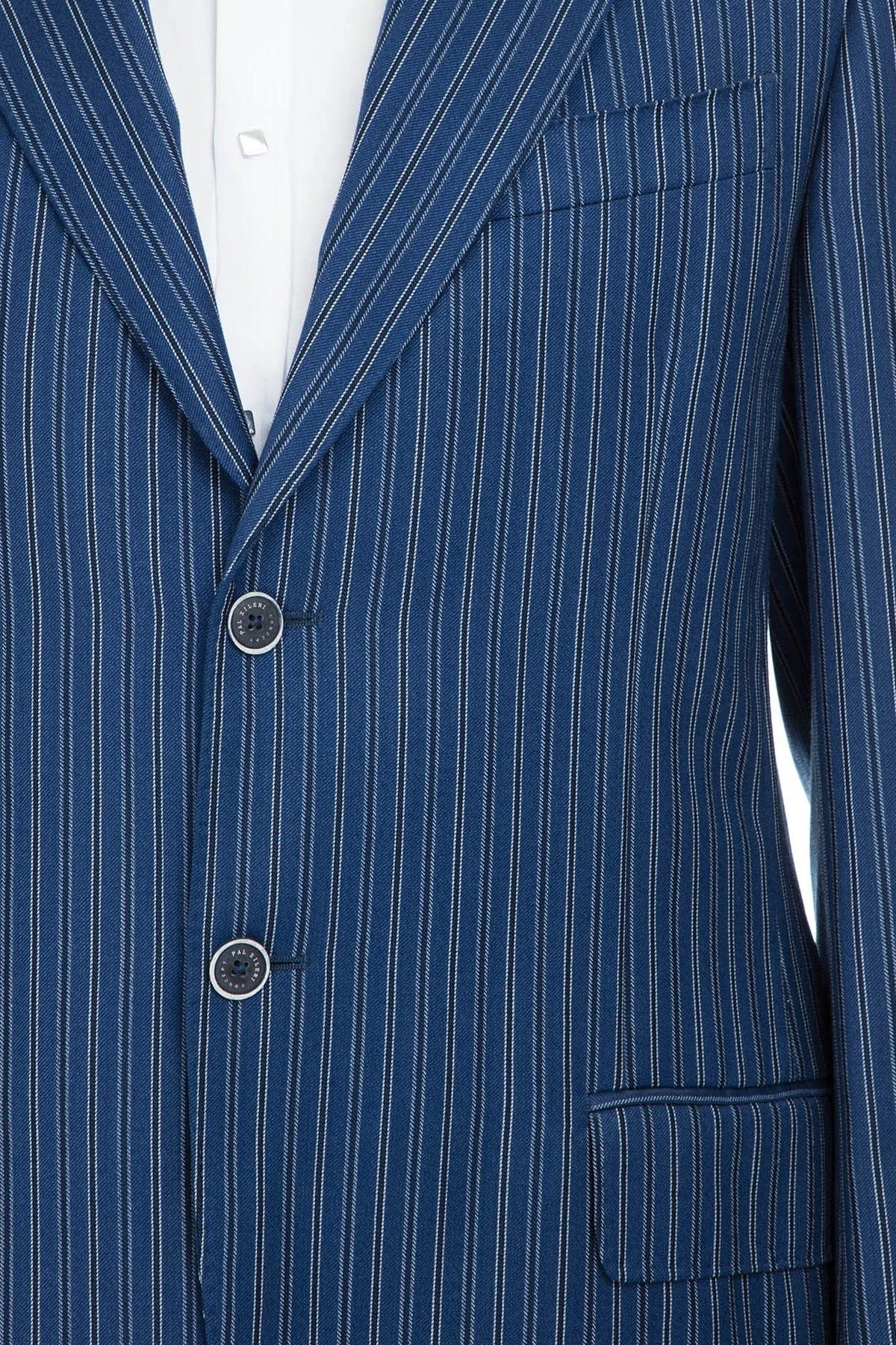 Pal Zileri Yünlü Çizgili Regular Fit Düğmeli Çift Yırtmaçlı Erkek Ceket ZOX64121030 LACİVERT - 5