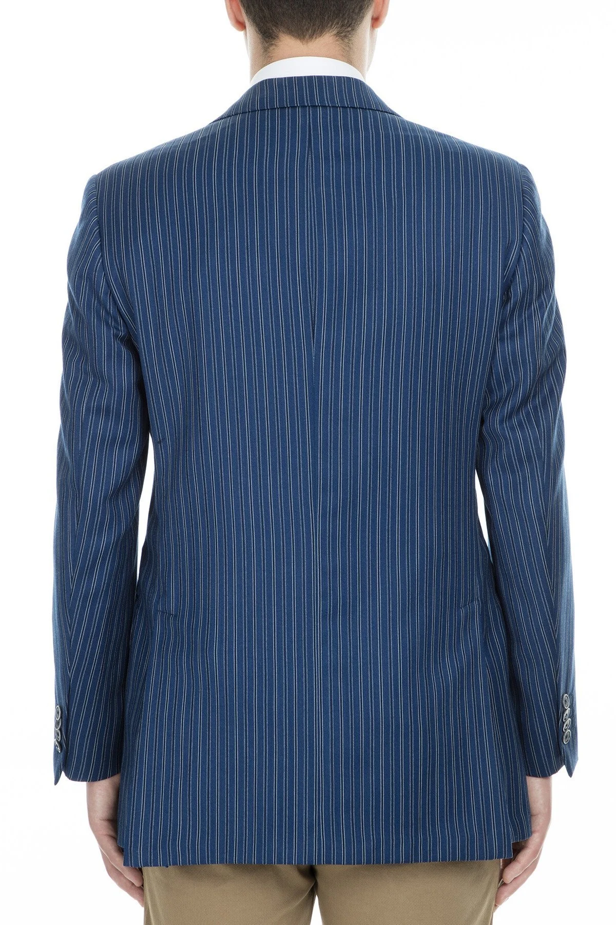 Pal Zileri Yünlü Çizgili Regular Fit Düğmeli Çift Yırtmaçlı Erkek Ceket ZOX64121030 LACİVERT - 6