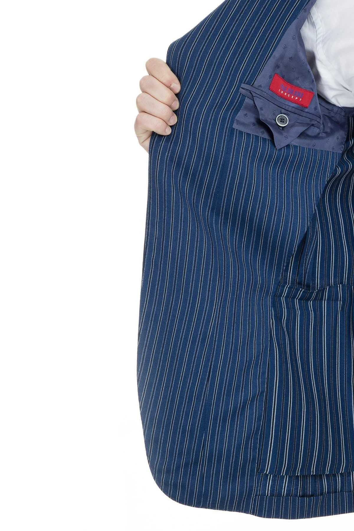 Pal Zileri Yünlü Çizgili Regular Fit Düğmeli Çift Yırtmaçlı Erkek Ceket ZOX64121030 LACİVERT - 7