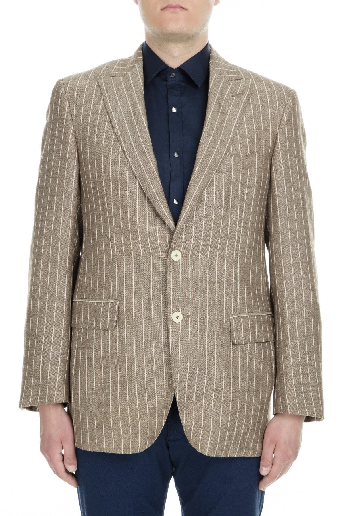 Pal Zileri Yünlü Çizgili Regular Fit Düğmeli Çit Yırtmaçlı Erkek Ceket ZOX6412104000 KAHVE - 1