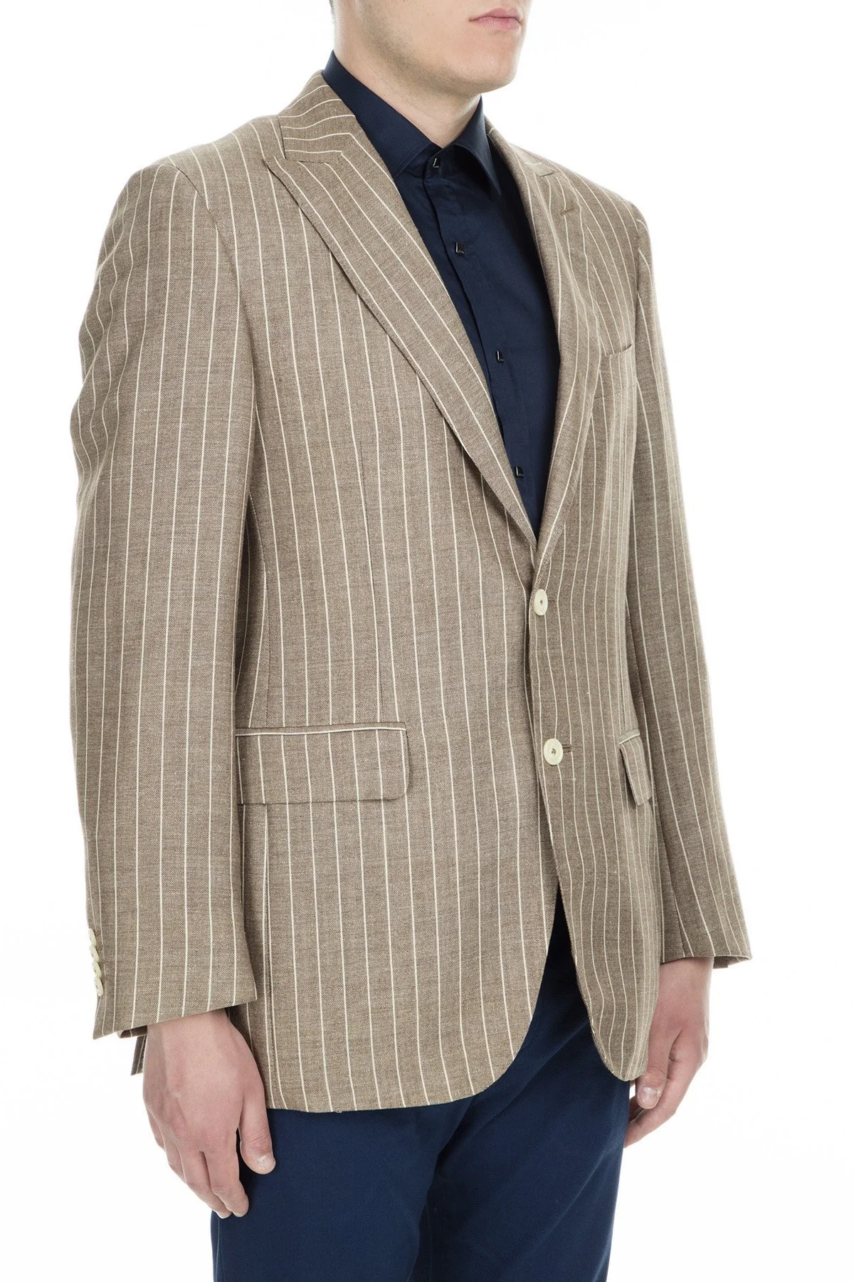 Pal Zileri Yünlü Çizgili Regular Fit Düğmeli Çit Yırtmaçlı Erkek Ceket ZOX6412104000 KAHVE - 2