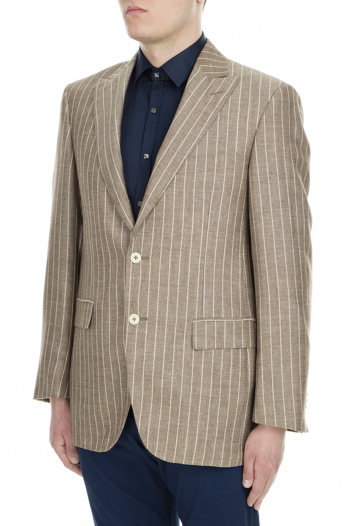 Pal Zileri Yünlü Çizgili Regular Fit Düğmeli Çit Yırtmaçlı Erkek Ceket ZOX6412104000 KAHVE - 3