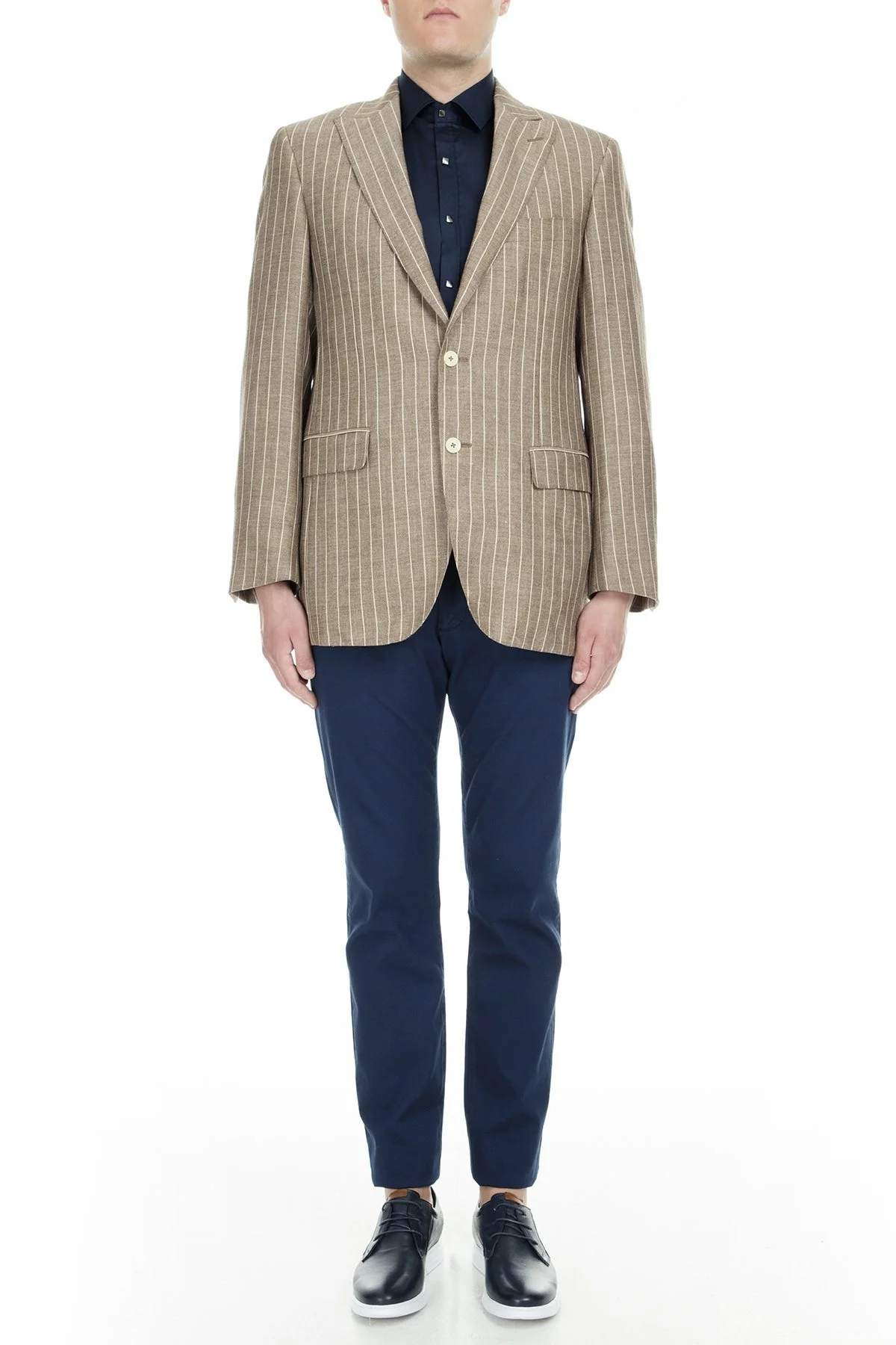 Pal Zileri Yünlü Çizgili Regular Fit Düğmeli Çit Yırtmaçlı Erkek Ceket ZOX6412104000 KAHVE - 4