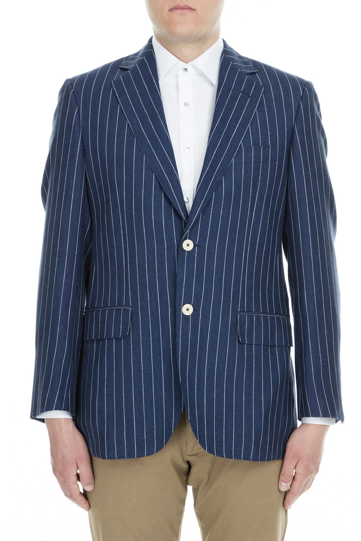 Pal Zileri Yünlü Çizgili Regular Fit Düğmeli Çit Yırtmaçlı Erkek Ceket ZOX6412104000 LACİVERT - 1