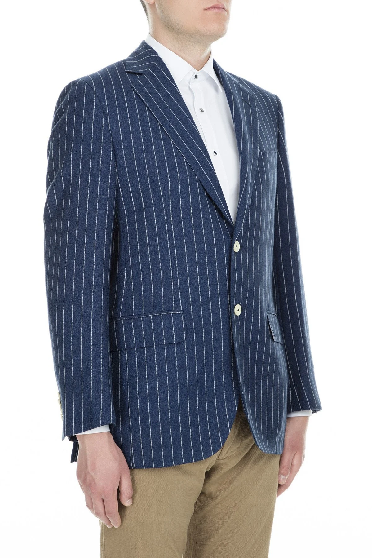 Pal Zileri Yünlü Çizgili Regular Fit Düğmeli Çit Yırtmaçlı Erkek Ceket ZOX6412104000 LACİVERT - 2