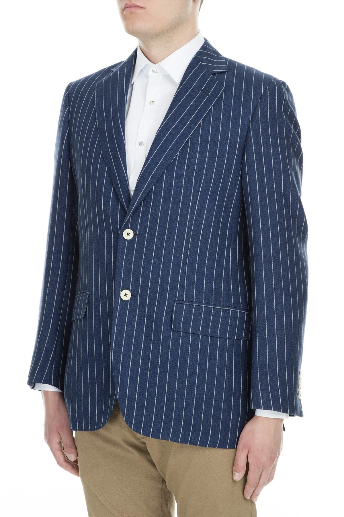 Pal Zileri Yünlü Çizgili Regular Fit Düğmeli Çit Yırtmaçlı Erkek Ceket ZOX6412104000 LACİVERT - 3