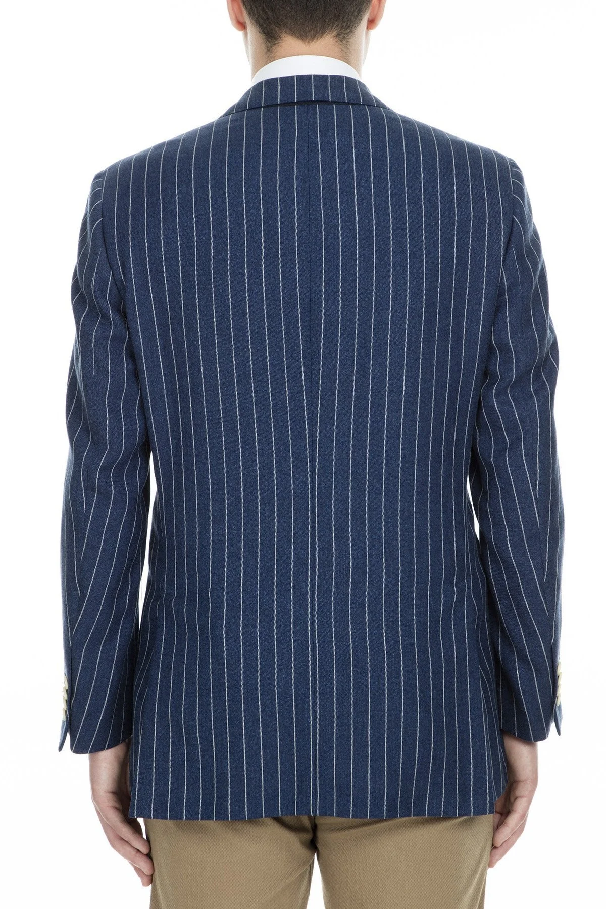 Pal Zileri Yünlü Çizgili Regular Fit Düğmeli Çit Yırtmaçlı Erkek Ceket ZOX6412104000 LACİVERT - 6