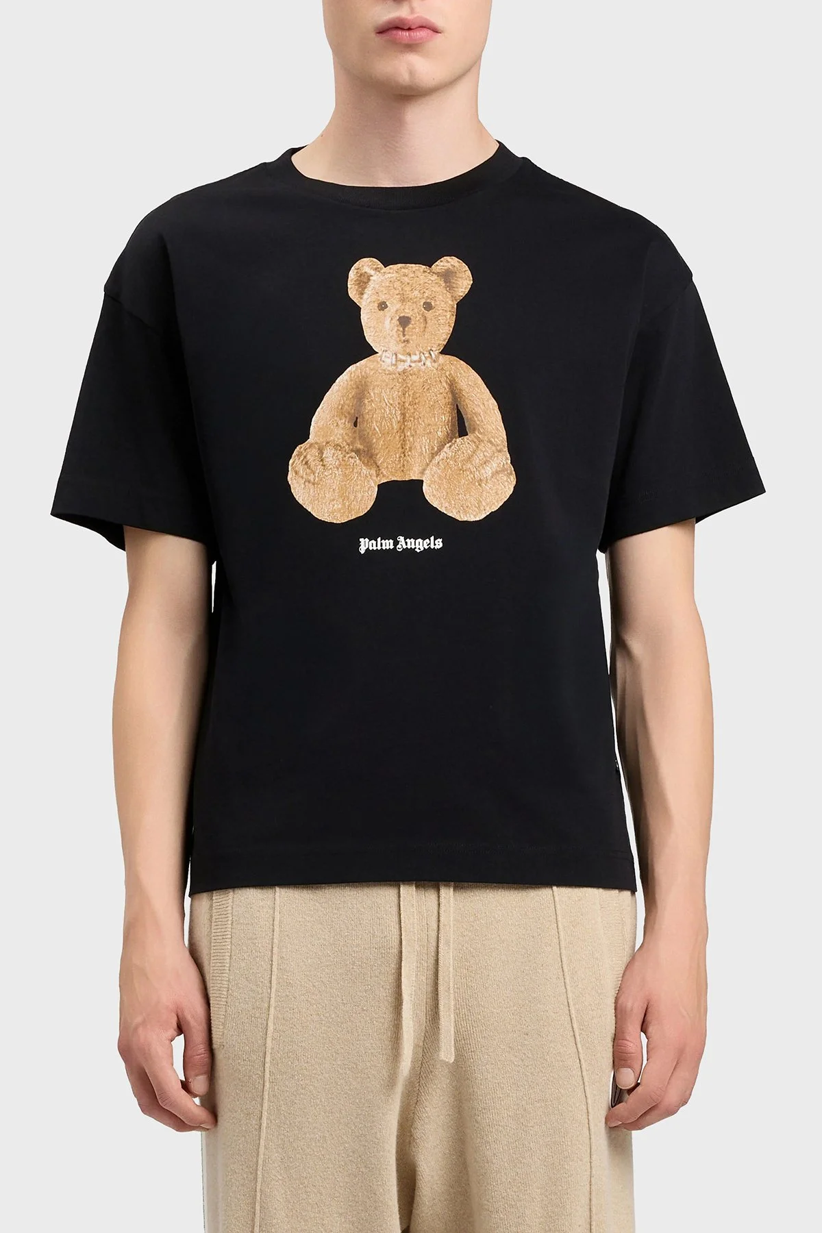 Palm Angels % 100 Pamuk Desenli Regular Fit Bisiklet Yaka Erkek T Shirt PMAA109S26JER00A SİYAH - 1