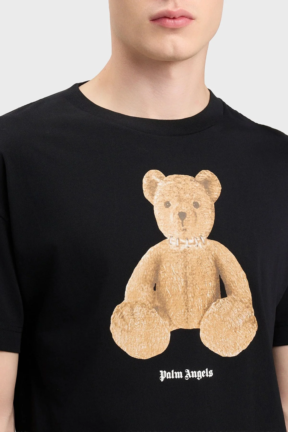 Palm Angels % 100 Pamuk Desenli Regular Fit Bisiklet Yaka Erkek T Shirt PMAA109S26JER00A SİYAH - 5