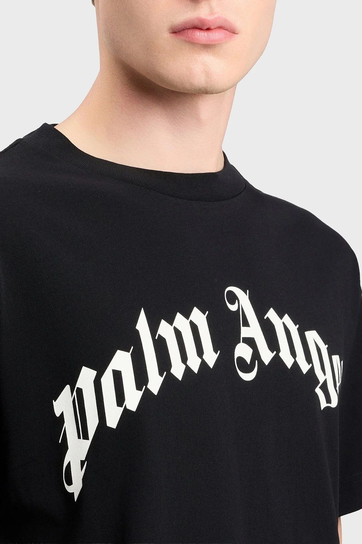 Palm Angels % 100 Pamuk Logo Baskılı Regular Fit Bisiklet Yaka Erkek T Shirt PMAA109S26JER00G SİYAH - 5