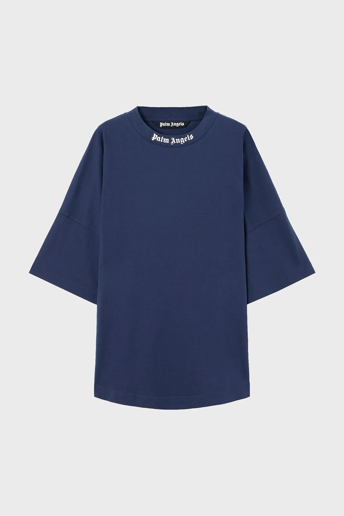 Palm Angels % 100 Pamuk Oversize Fit Logo Baskılı Bisiklet Yaka Erkek T Shirt PMAA10BS26JER001 LACİVERT - 6