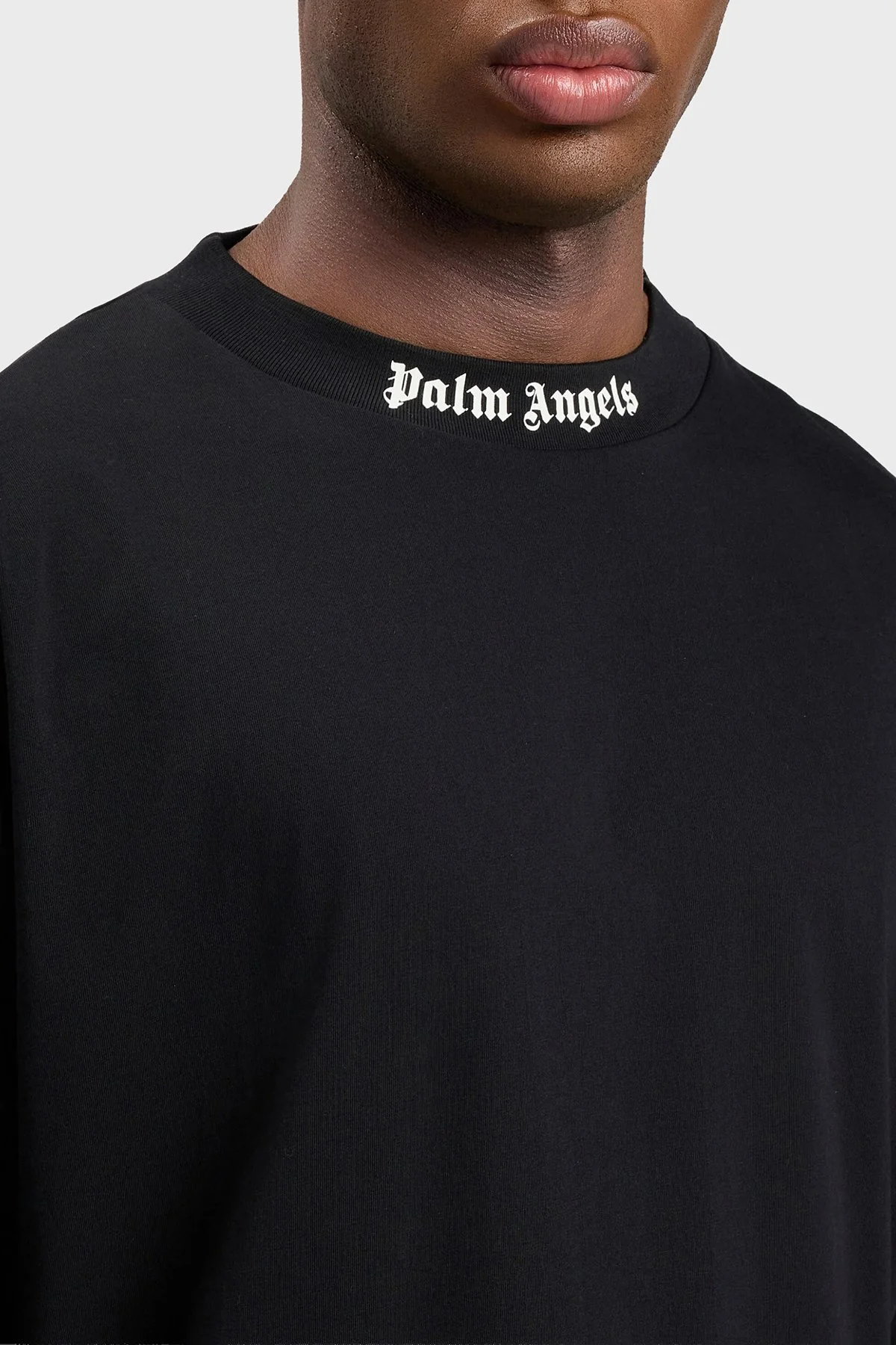 Palm Angels % 100 Pamuk Oversize Fit Logo Baskılı Bisiklet Yaka Erkek T Shirt PMAA10BS26JER001 SİYAH - 5