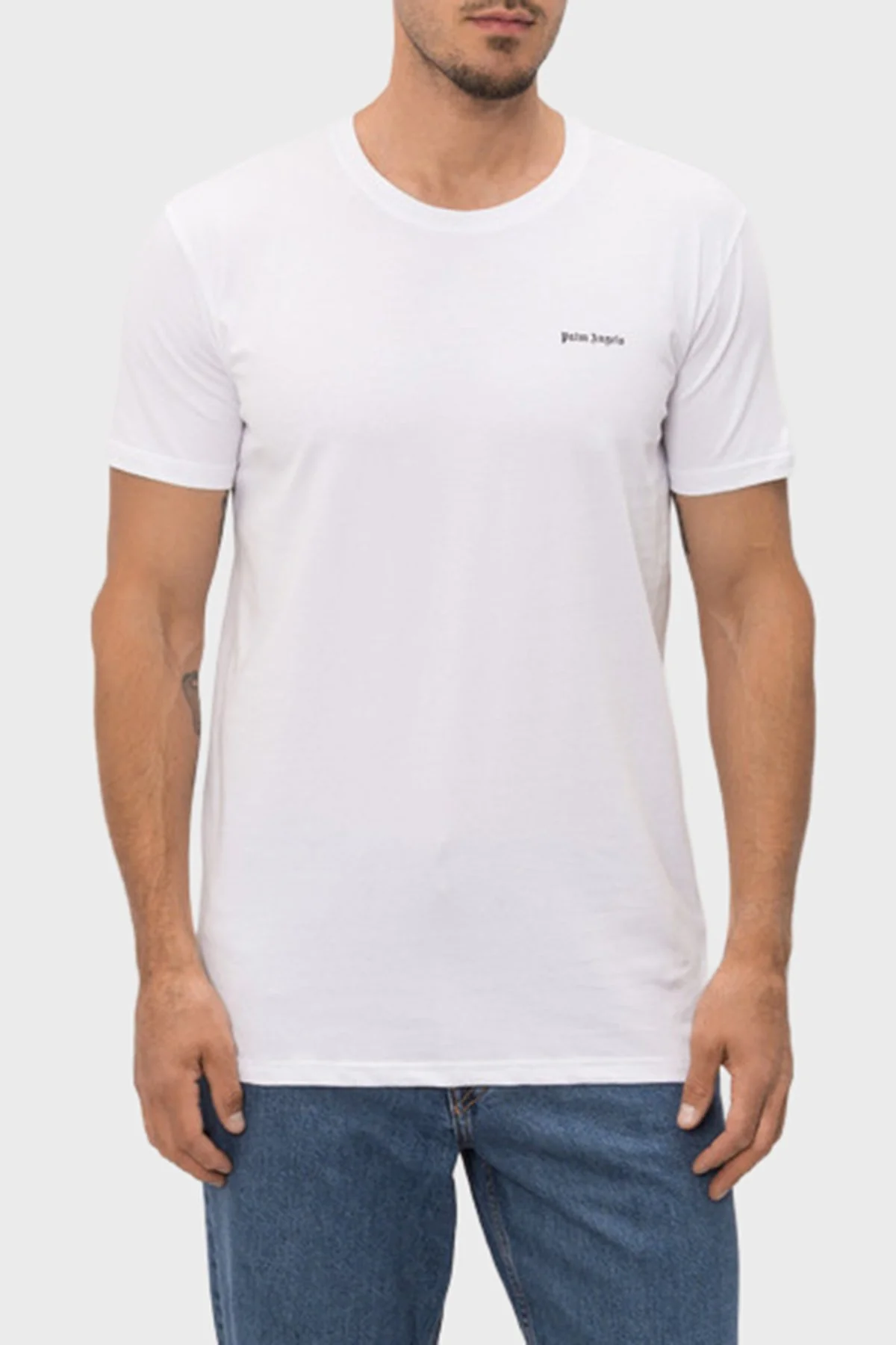 Palm Angels Pamuklu Bisiklet Yaka 2 Pack Erkek T Shirt PLA1UMBTS01BI Beyaz - 2