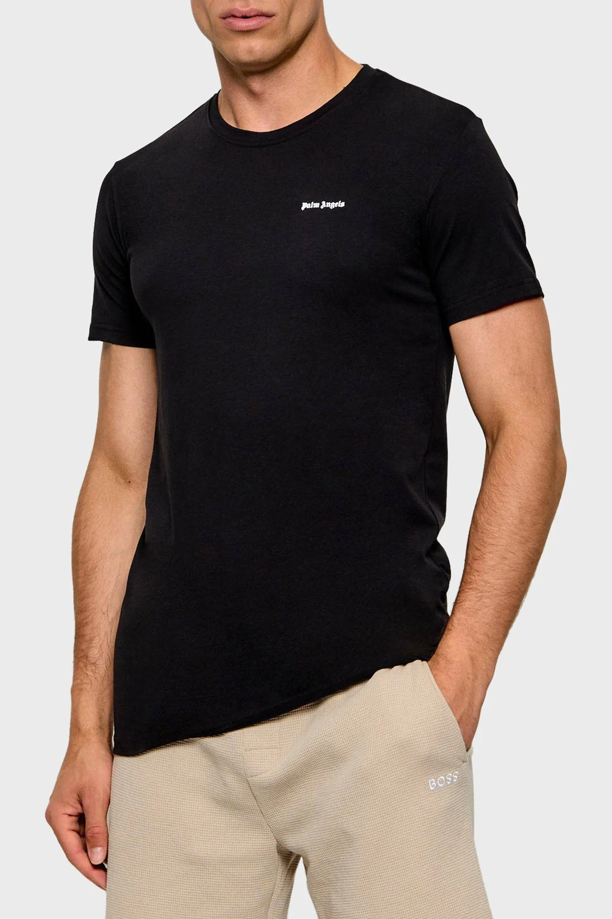 Palm Angels Pamuklu Bisiklet Yaka 2 Pack Erkek T Shirt PLA1UMBTS01BI Siyah - 1