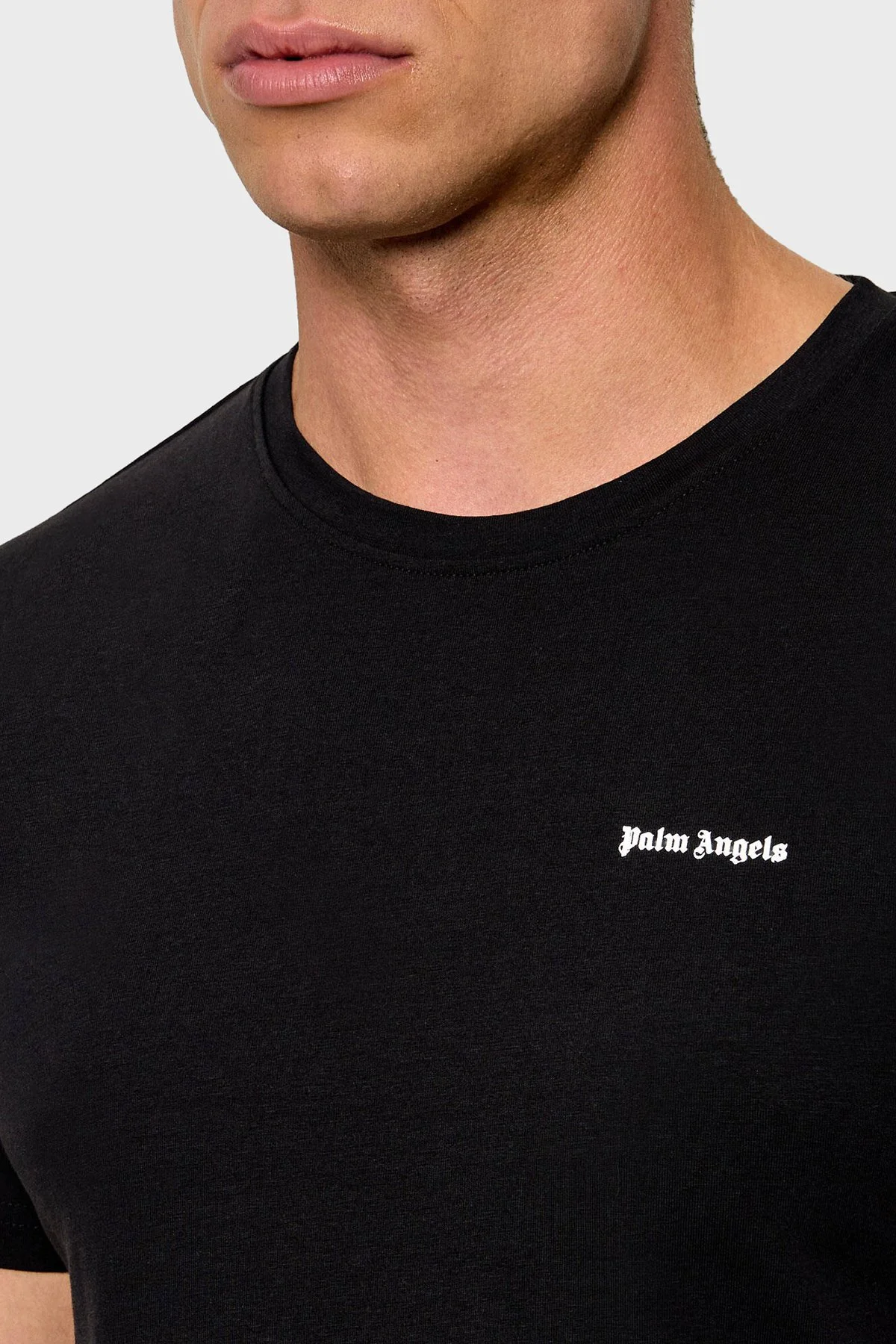 Palm Angels Pamuklu Bisiklet Yaka 2 Pack Erkek T Shirt PLA1UMBTS01BI Siyah - 3