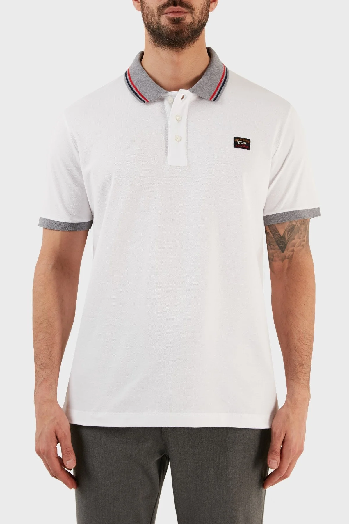 Paul & Shark % 100 Organik Pamuk Regular Fit Düğmeli Erkek Polo T Shirt 12311744 010 BEYAZ - 1