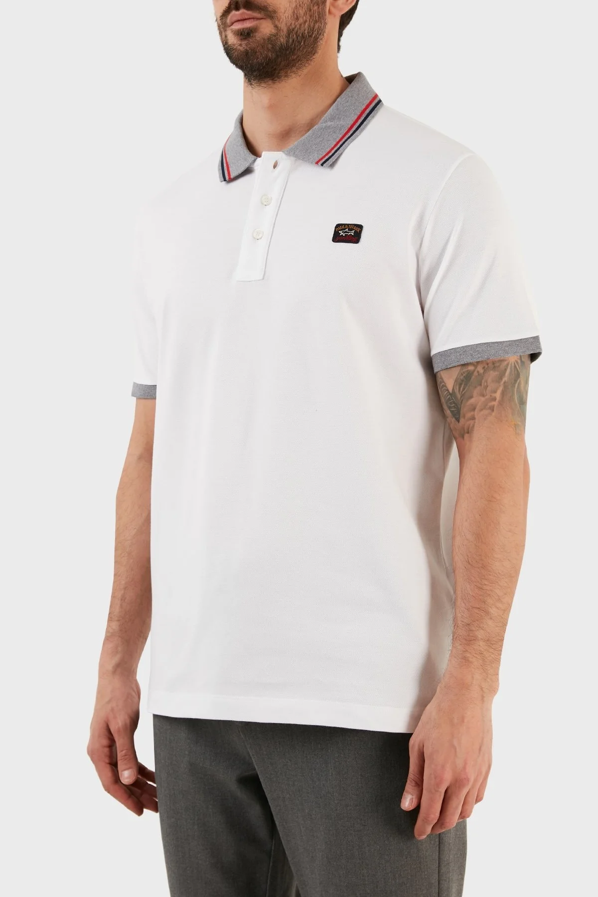 Paul & Shark % 100 Organik Pamuk Regular Fit Düğmeli Erkek Polo T Shirt 12311744 010 BEYAZ - 2