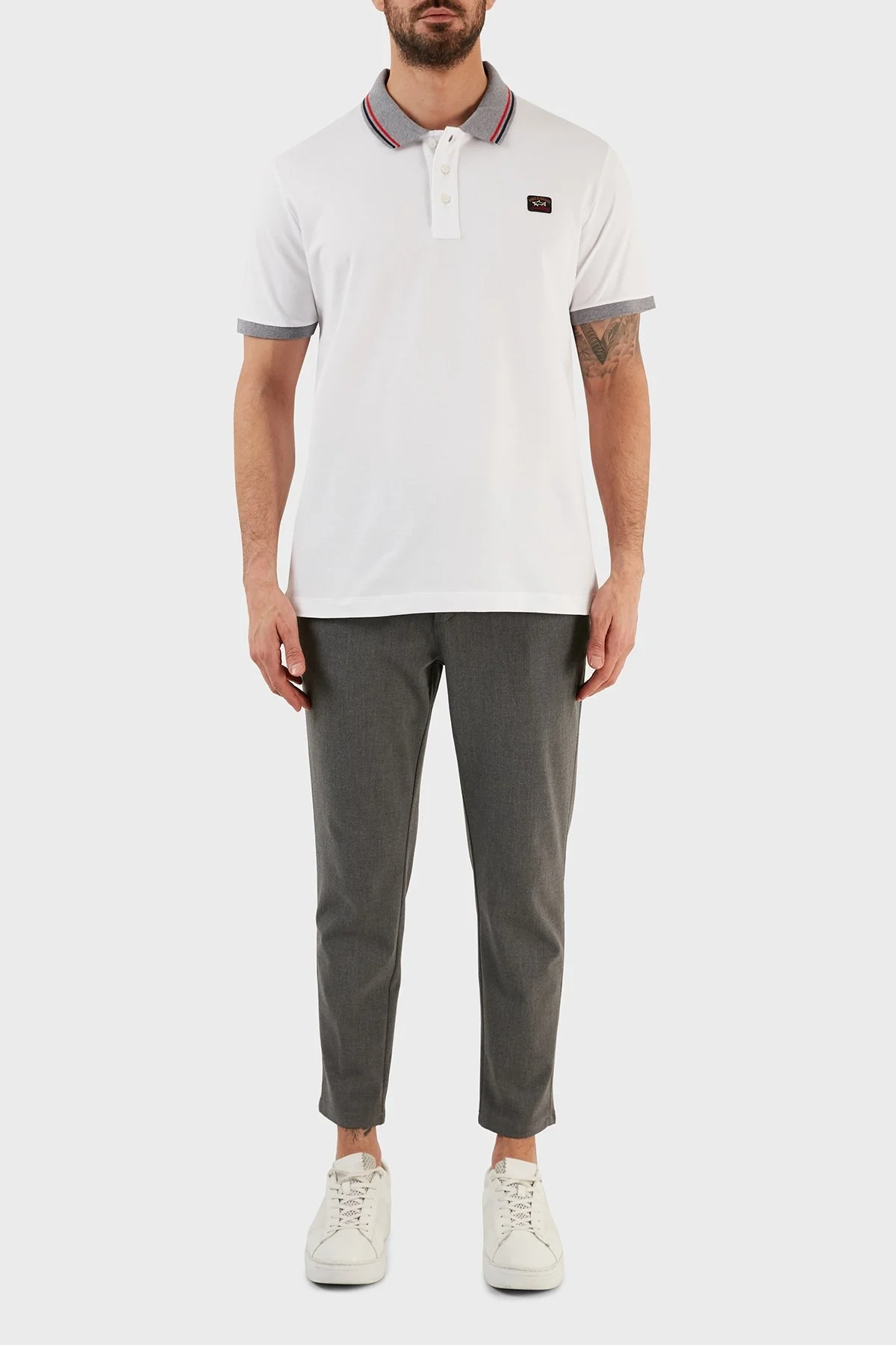 Paul & Shark % 100 Organik Pamuk Regular Fit Düğmeli Erkek Polo T Shirt 12311744 010 BEYAZ - 4