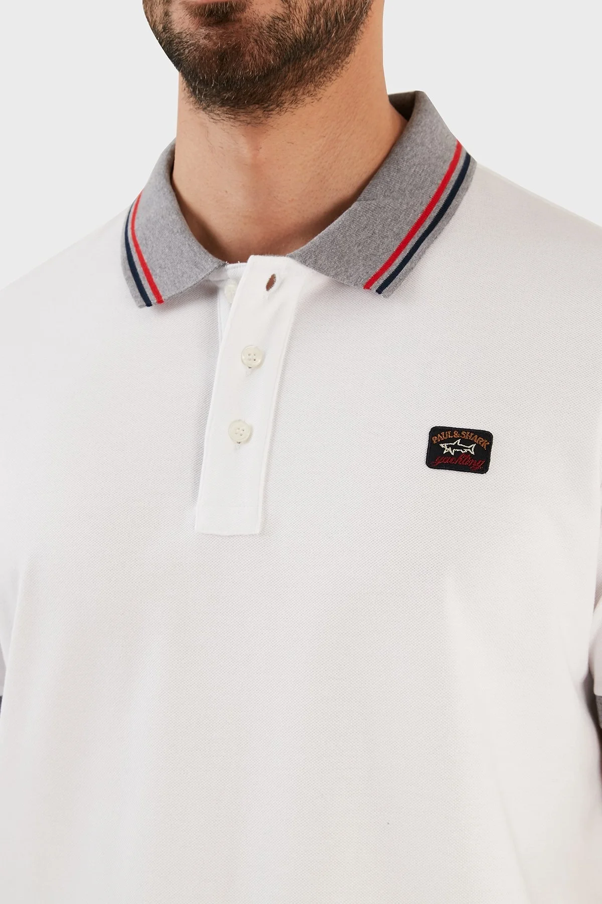 Paul & Shark % 100 Organik Pamuk Regular Fit Düğmeli Erkek Polo T Shirt 12311744 010 BEYAZ - 5