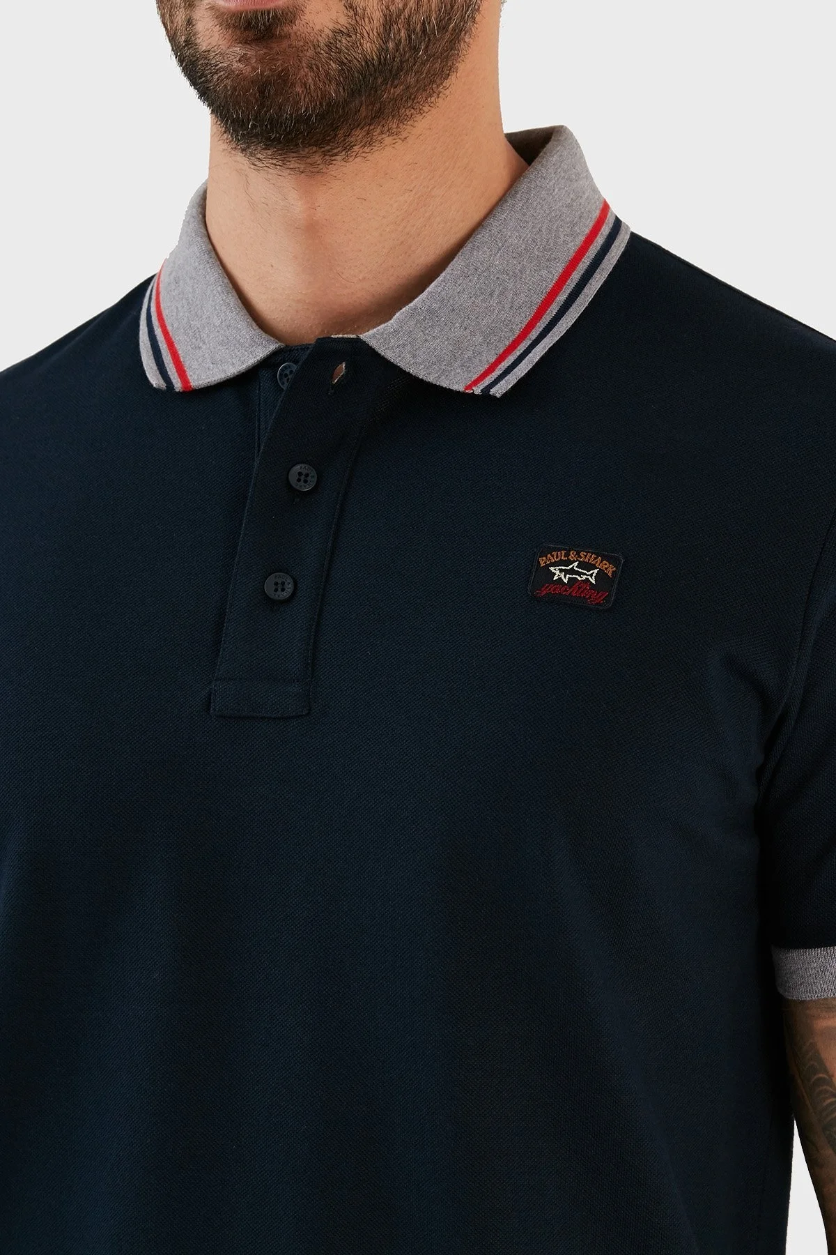 Paul & Shark % 100 Organik Pamuk Regular Fit Düğmeli Erkek Polo T Shirt 12311744 013 LACİVERT - 4