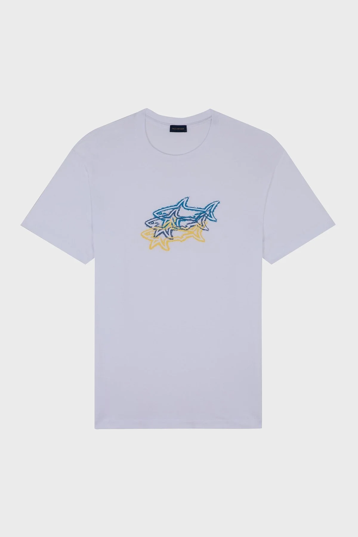 Paul & Shark % 100 Pamuk Regular Fit Bisiklet Yaka Baskılı Erkek T Shirt 24411041 010 BEYAZ - 4
