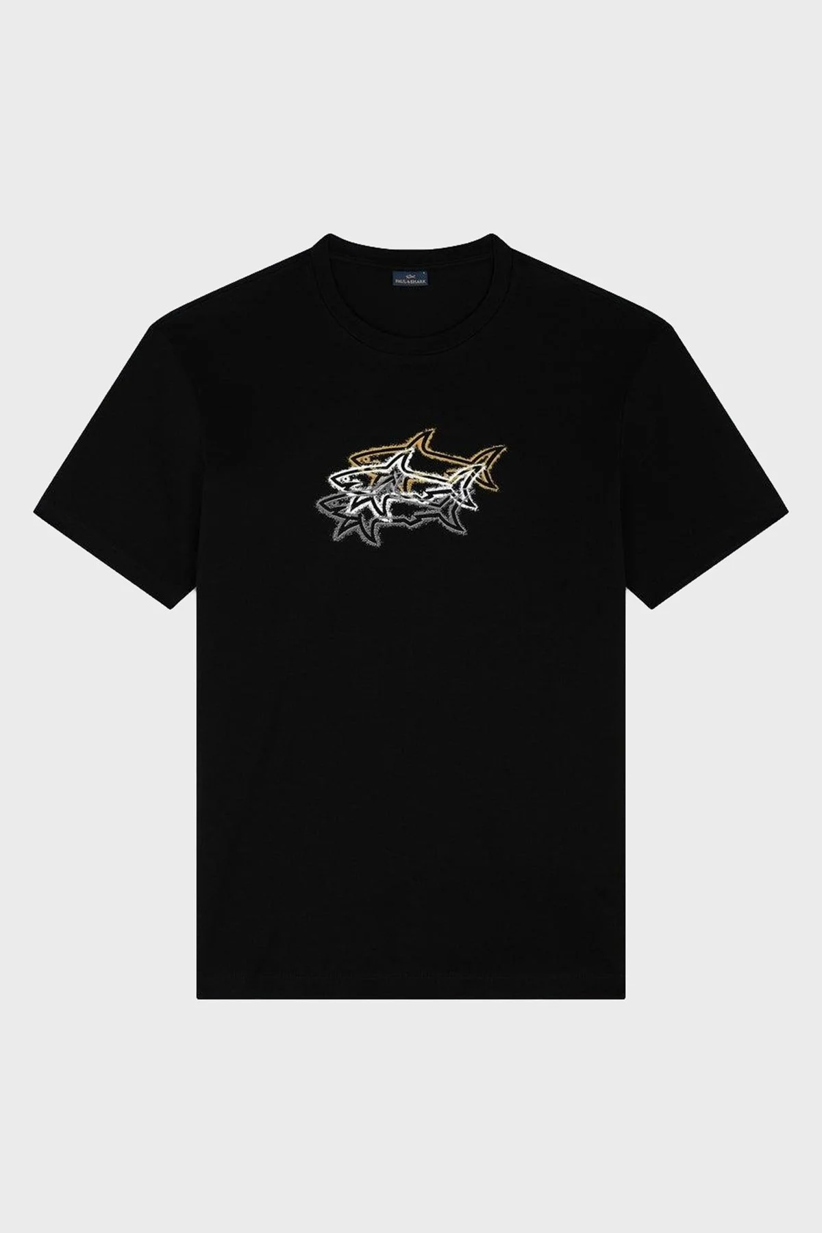 Paul & Shark % 100 Pamuk Regular Fit Bisiklet Yaka Baskılı Erkek T Shirt 24411041 011 SİYAH - 5
