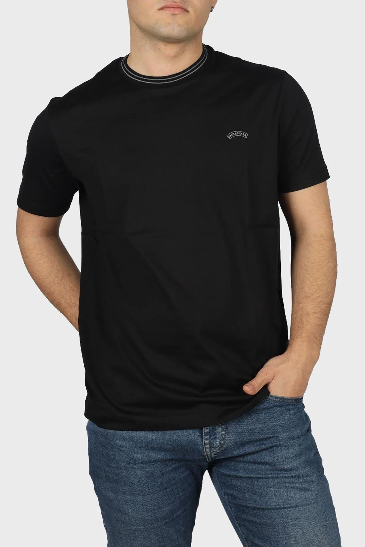 Paul & Shark % 100 Pamuk Regular Fit Bisiklet Yaka Erkek T Shirt 24411027 011 SİYAH - 1