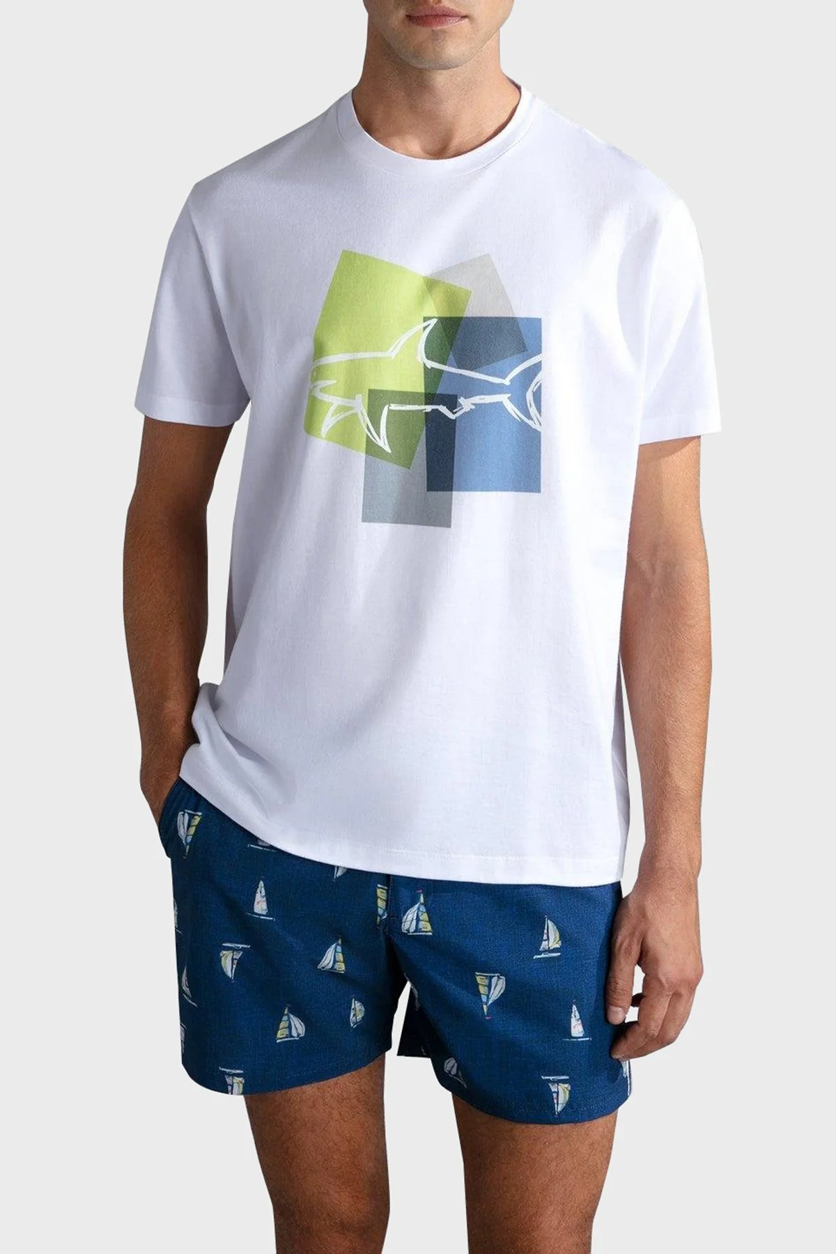 Paul & Shark % 100 Pamuk Regular Fit Bisiklet Yaka Erkek T Shirt 24411073 010 BEYAZ - 1