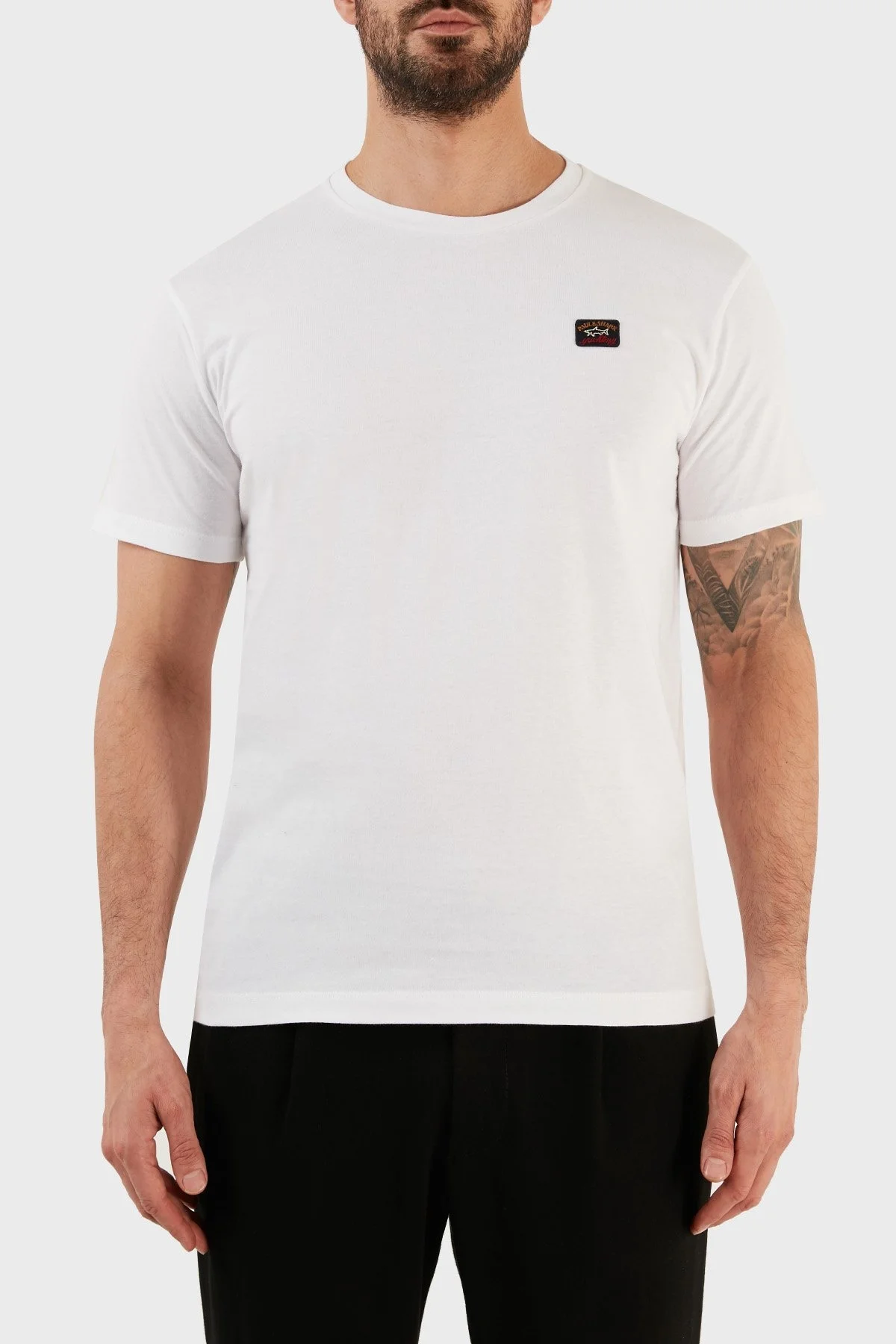 Paul & Shark % 100 Pamuk Regular Fit Bisiklet Yaka Erkek T Shirt C0P1002 010 BEYAZ - 7