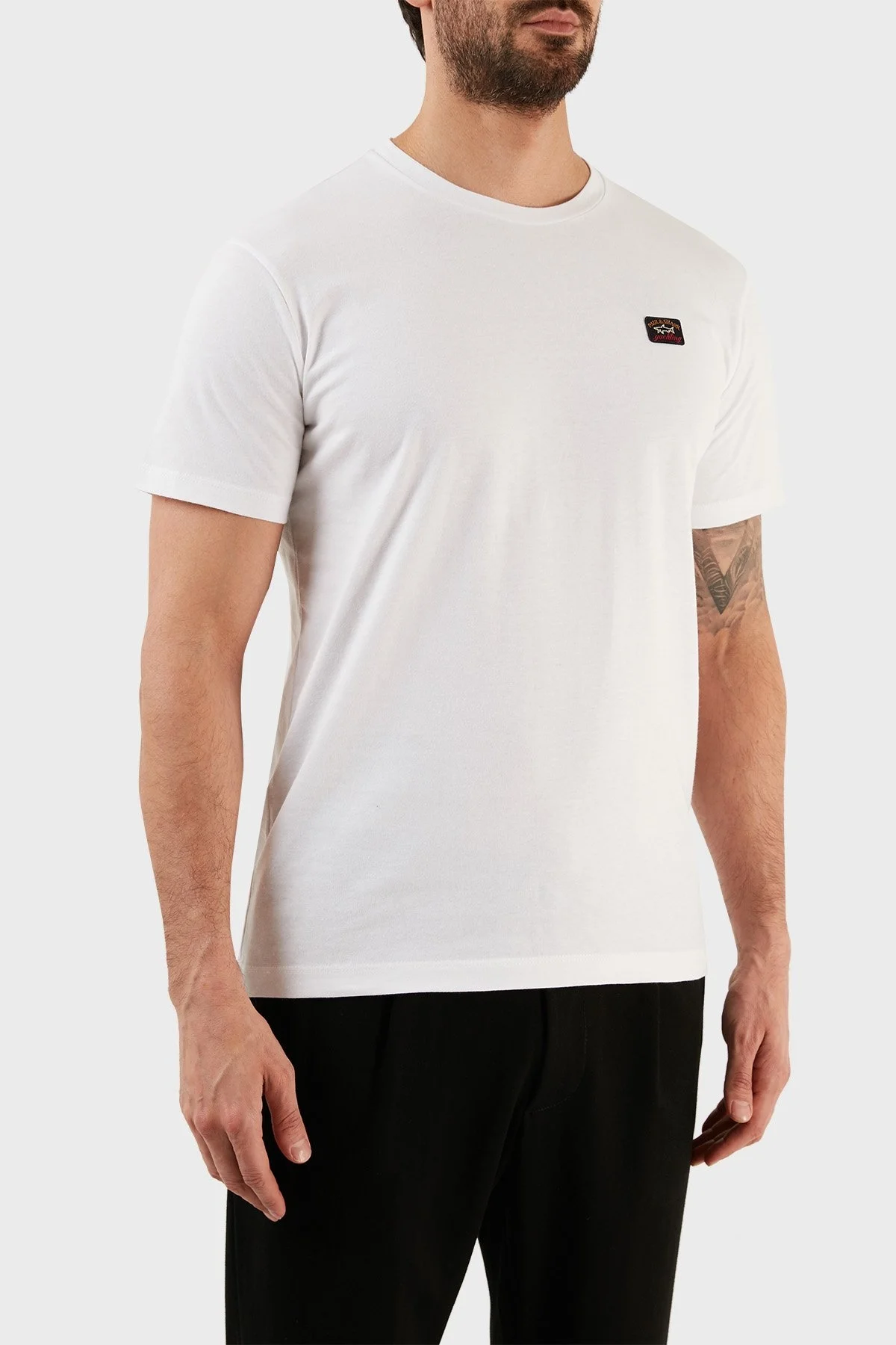 Paul & Shark % 100 Pamuk Regular Fit Bisiklet Yaka Erkek T Shirt C0P1002 010 BEYAZ - 8