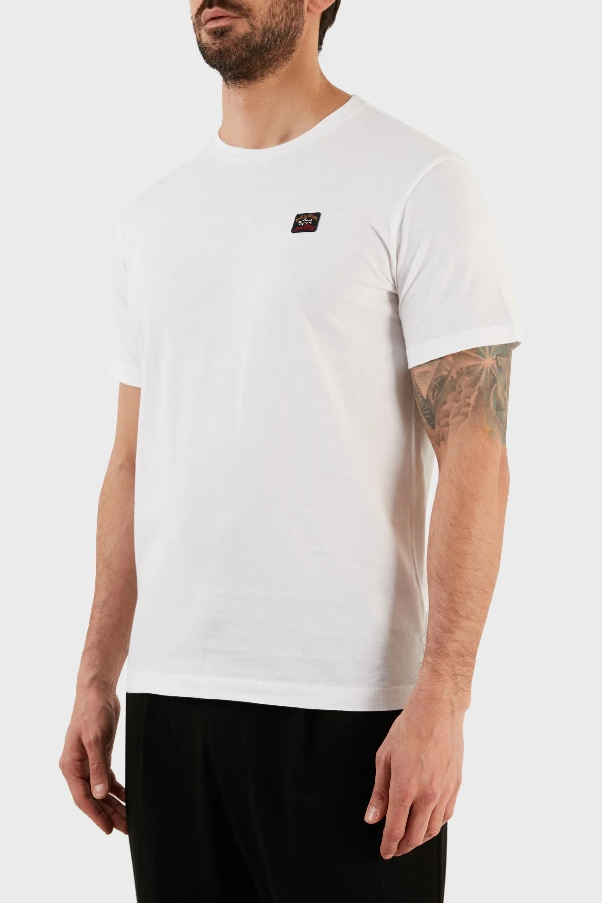 Paul & Shark % 100 Pamuk Regular Fit Bisiklet Yaka Erkek T Shirt C0P1002 010 BEYAZ - 9