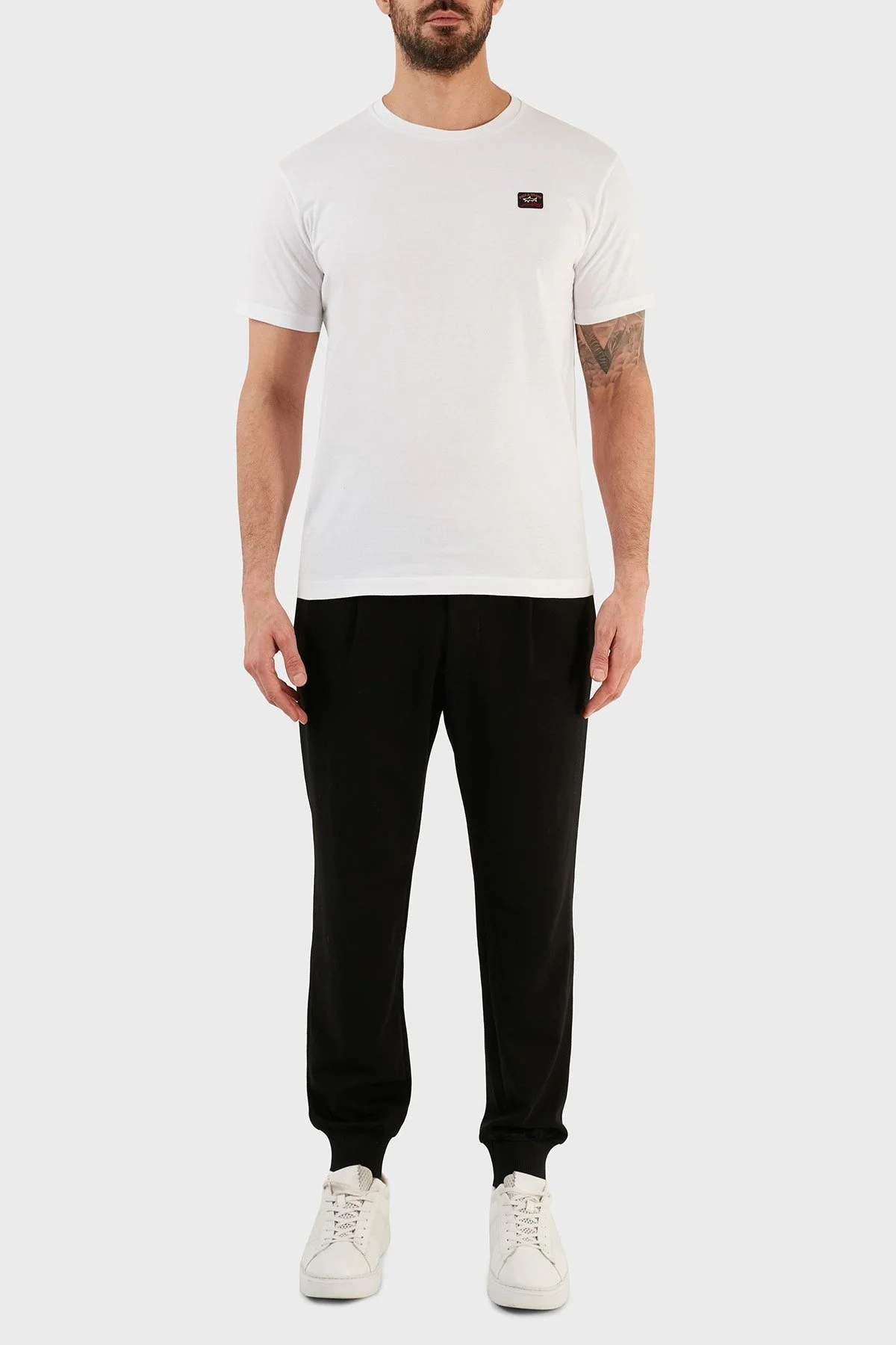 Paul & Shark % 100 Pamuk Regular Fit Bisiklet Yaka Erkek T Shirt C0P1002 010 BEYAZ - 10