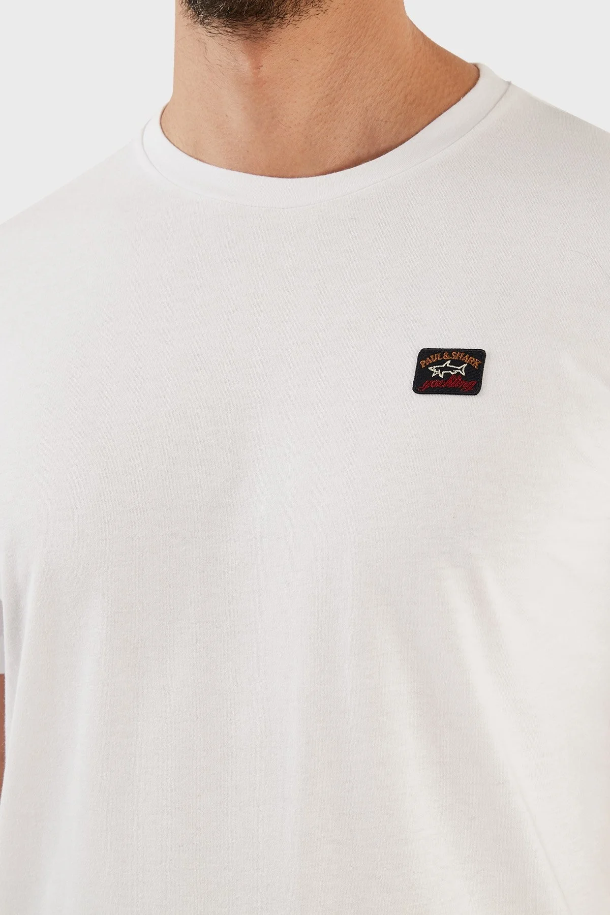 Paul & Shark % 100 Pamuk Regular Fit Bisiklet Yaka Erkek T Shirt C0P1002 010 BEYAZ - 11